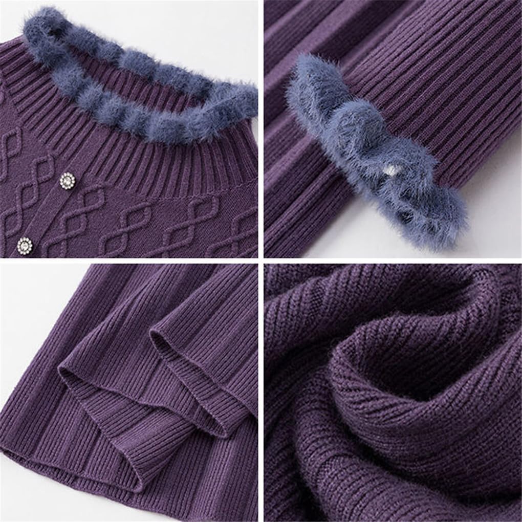 Casual Fake Two Pieces Pleated Knitted Dress Women Long Sleeve Bottoming Sweater Dresses Fall Slim Midi Dress