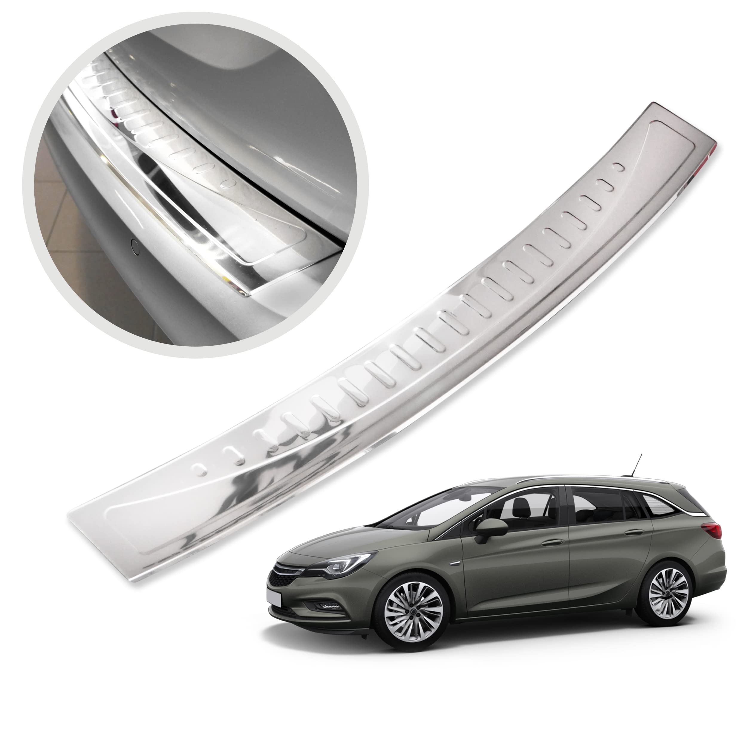 CHROMEMASTER| Listwa Ochronna Tylnego Zderzaka | Pasuje do Opel Astra 5 K Avant 2016- | Stal Nierdzewna Polerowana/Chrom; Listwa Chroni Lakier Tylnego Zderzaka przed Zarysowaniem i Uszkodzeniem
