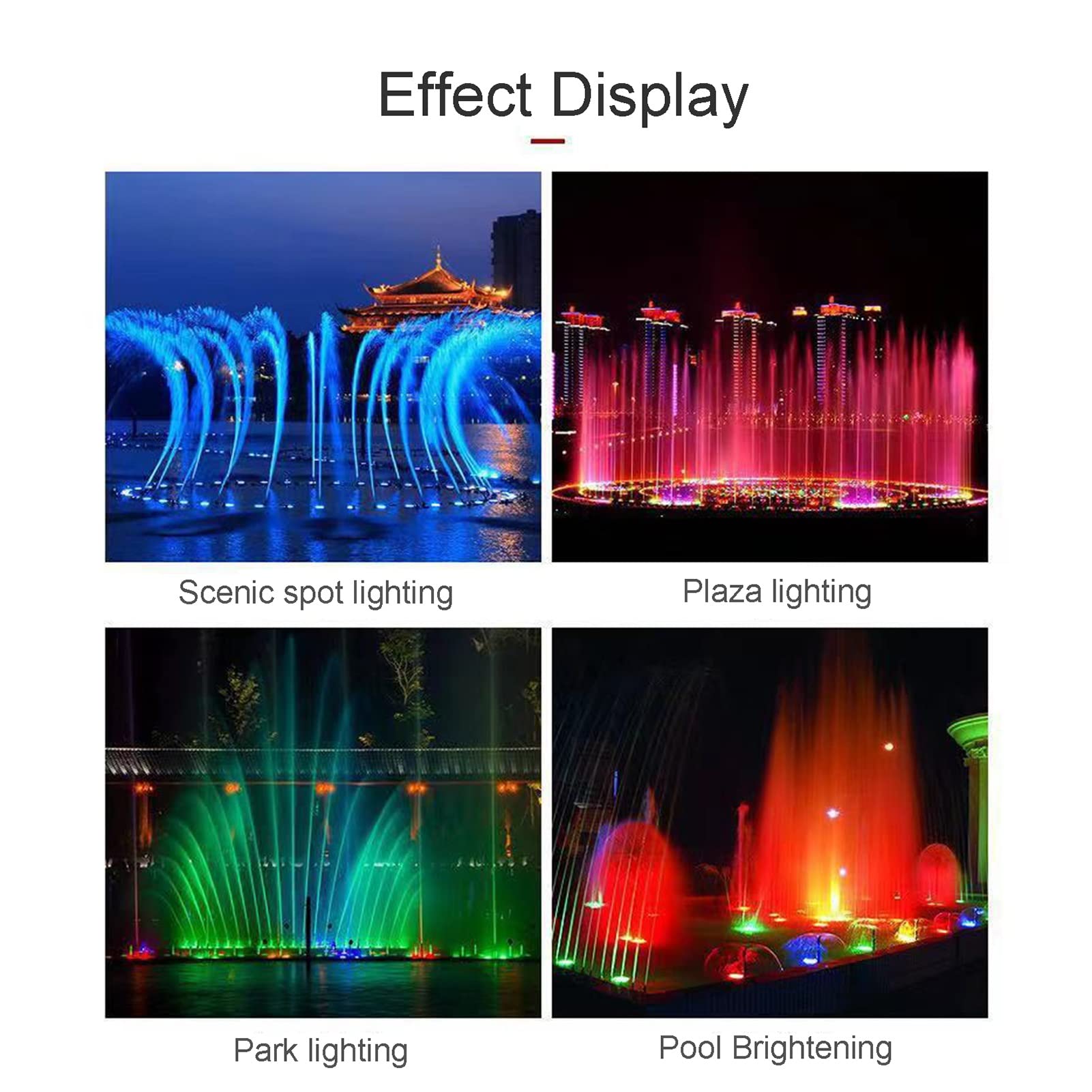 Niederspannungs-Brunnenlicht RGB-farbige Unterwasser-LED-Poolbeleuchtung IP68 wasserdicht for Wasserfall-Aquarium-Teich-Landschaftsbeleuchtung(9W-AC24V)