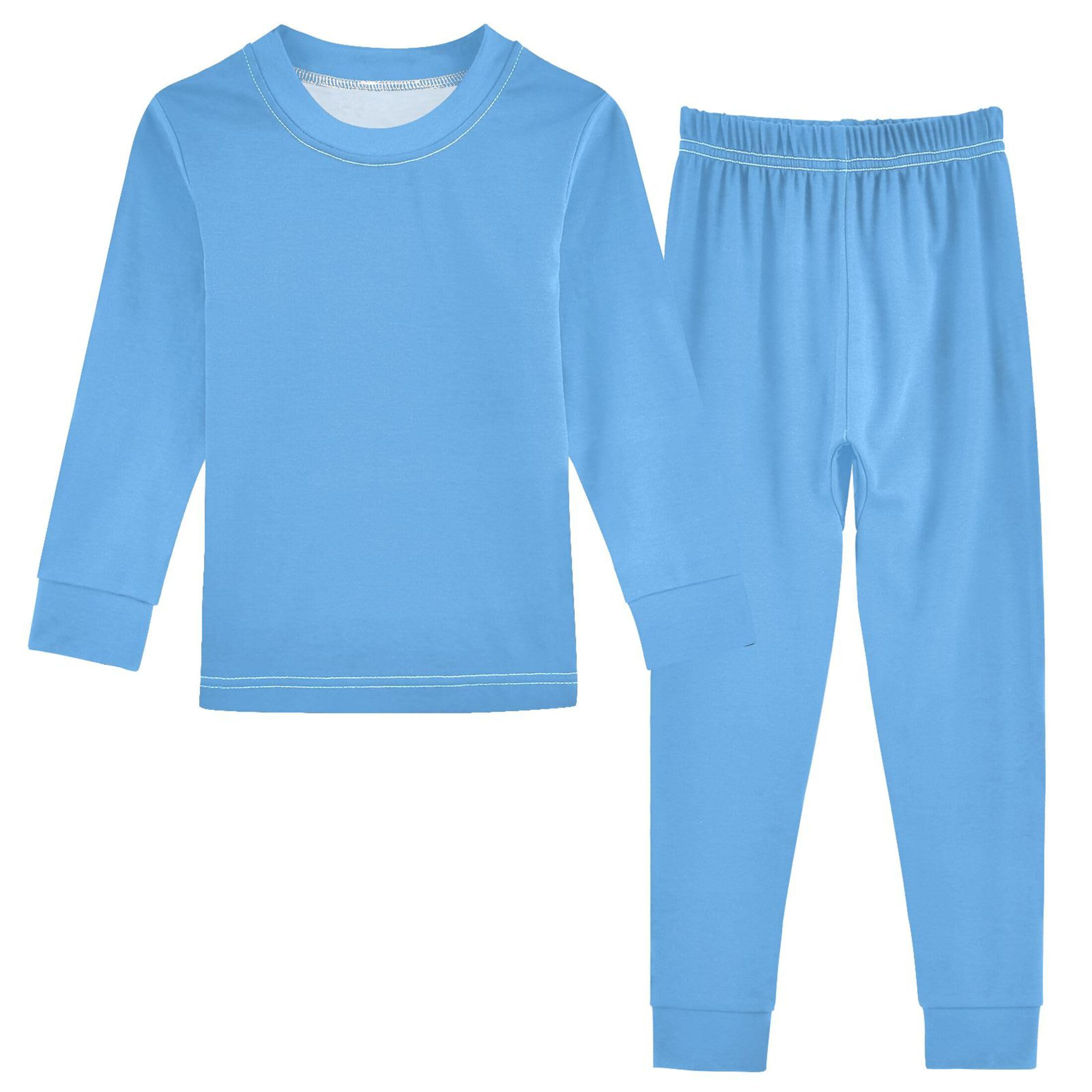 Light Blue Long Sleeve Pajamas Set Sleepwear Jammies 2pcs Set Pjs Light Blue 01