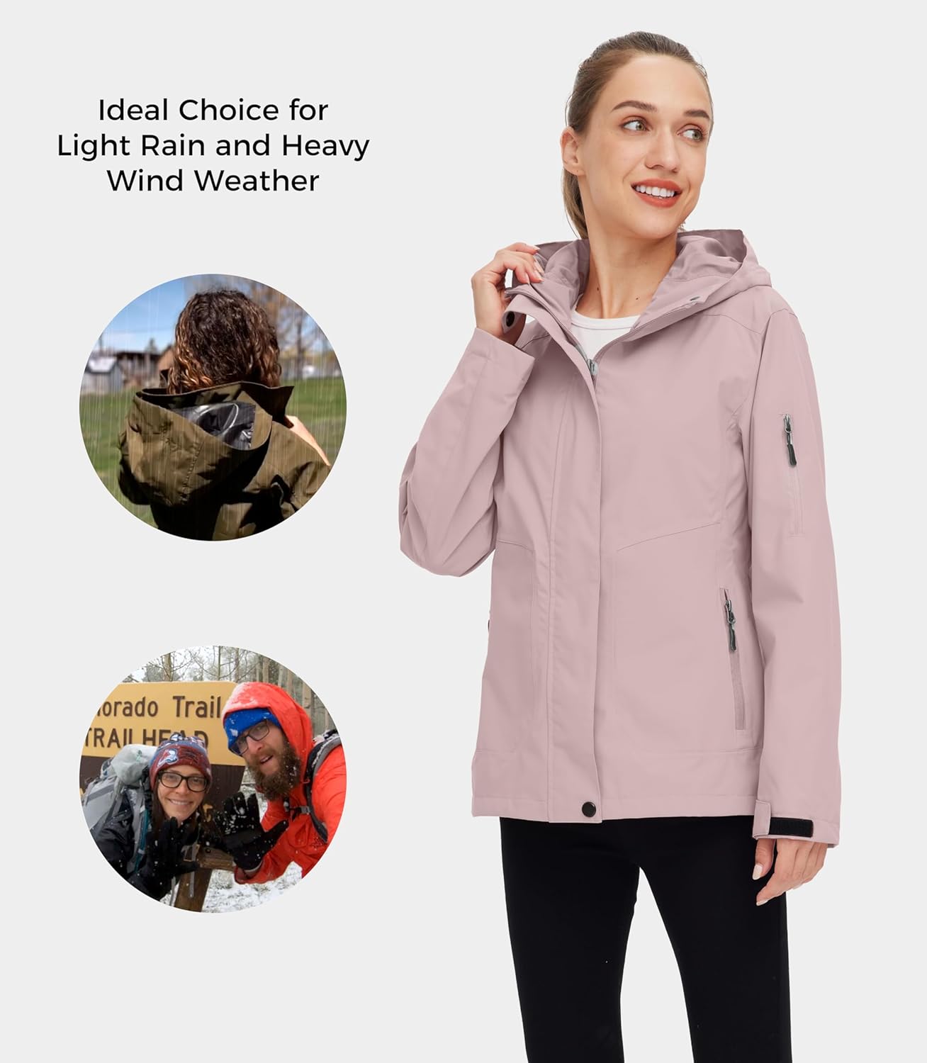 wantdo Women's Lightweight Rain Jacket Waterproof Hooded Raincoats Rain Coat Shell for Hiking - Image 5