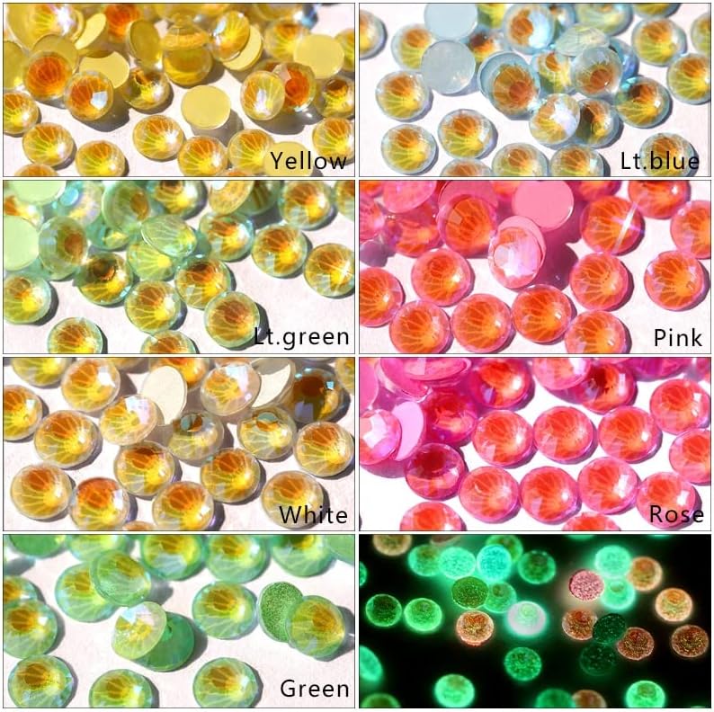 Ss4-Ss30 Luminous Noctilucent Color Nail Rhinestones Glitter Glass Gem 3D Charm Flatback Strass Fluorescence Ab Art Decorations