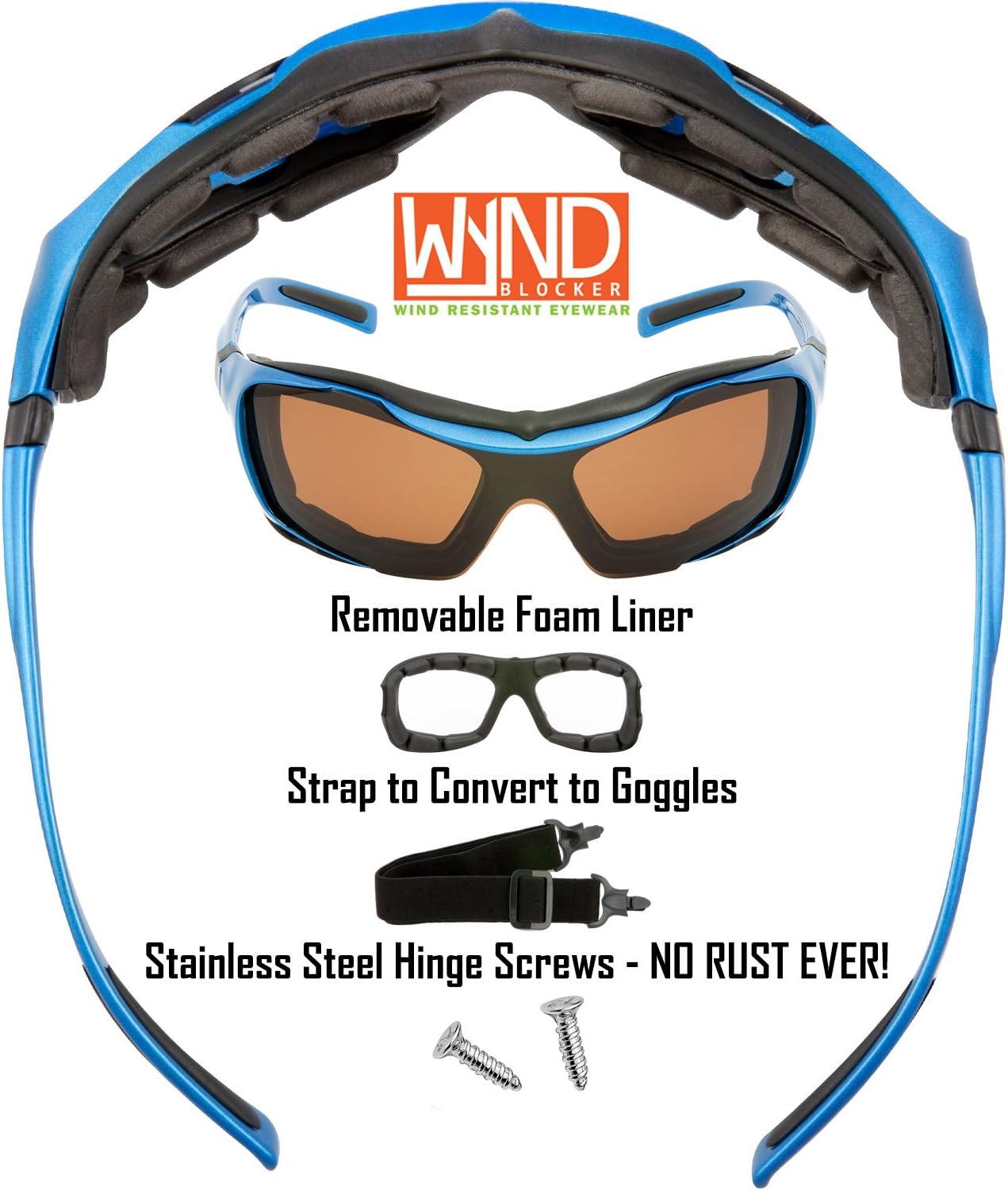 WYND Blocker Polarized Large Motorcycle Riding Sunglasses Sports Wrap Glasses - Image 3