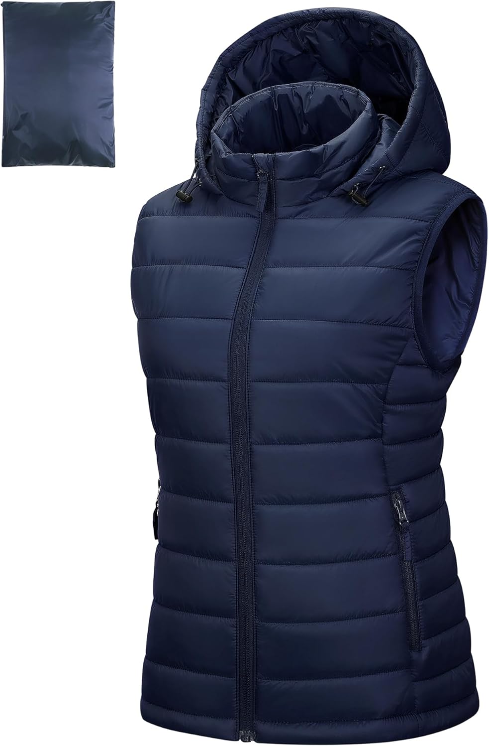 Outdoor Ventures Women's Lightweight Packable Hooded Puffer Vest Outerwear Zip Up Warm Sleeveless Winter Jacket Quilted Coat