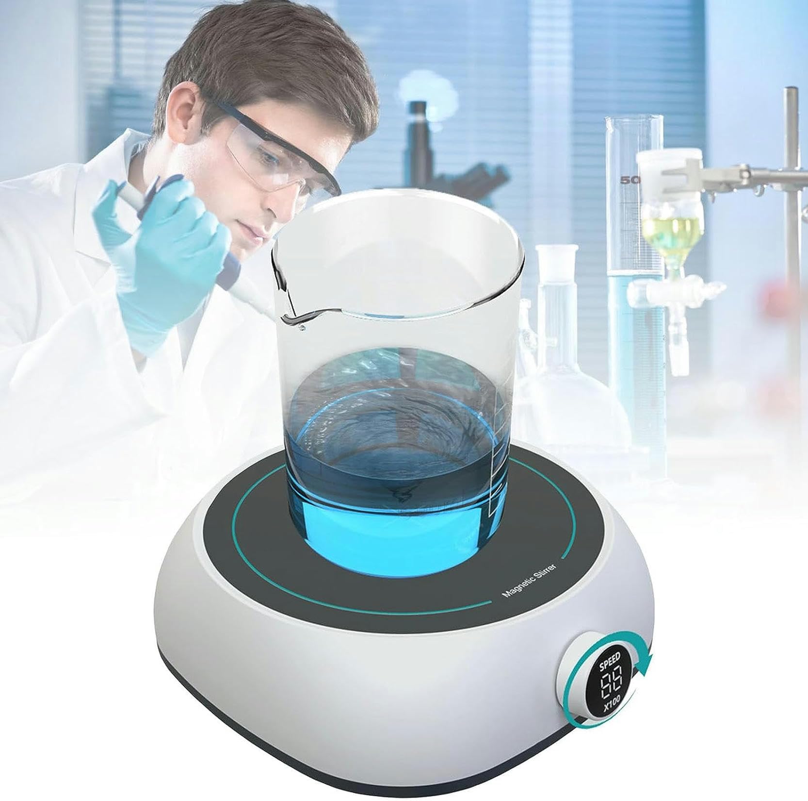 XENITE Agitador ElectromagnéTico De Laboratorio (1-2L) - Fuerza MagnéTica Fuerte + AgitacióN Estable, Mini Agitador MagnéTico - RegulacióN De Velocidad Continua, para Laboratorios Y Medicina,MS5