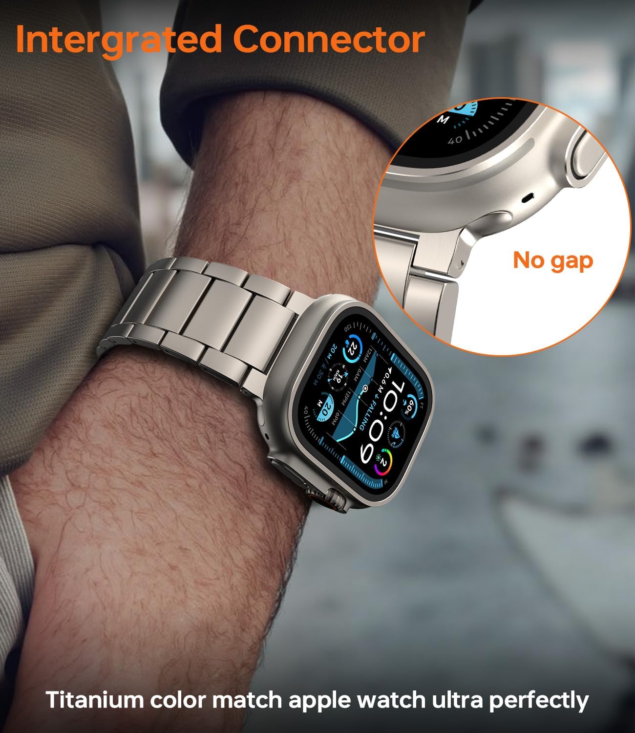 HONTECH Grade 2 Titanium Band Compatible with Apple Watch Ultra/Ultra 2 (49mm),Adjustable Titanium Apple Watch Band for Men,DLC Coating Scratch Resistant - Image 6