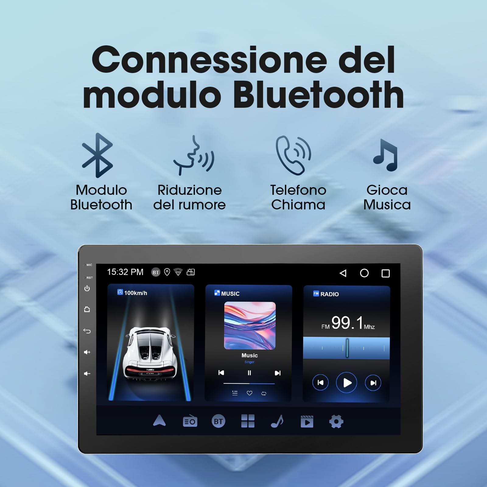 Haudio Autoradio Girevole a 360°, Stereo Bluetooth 1 DIN Carplay Wireless e Android Auto, Touchscreen IPS 10.1 Pollici Car Play con Mirror Link,Controllo vocale,RDS/FM/AM,Fotocamera Posteriore 720P