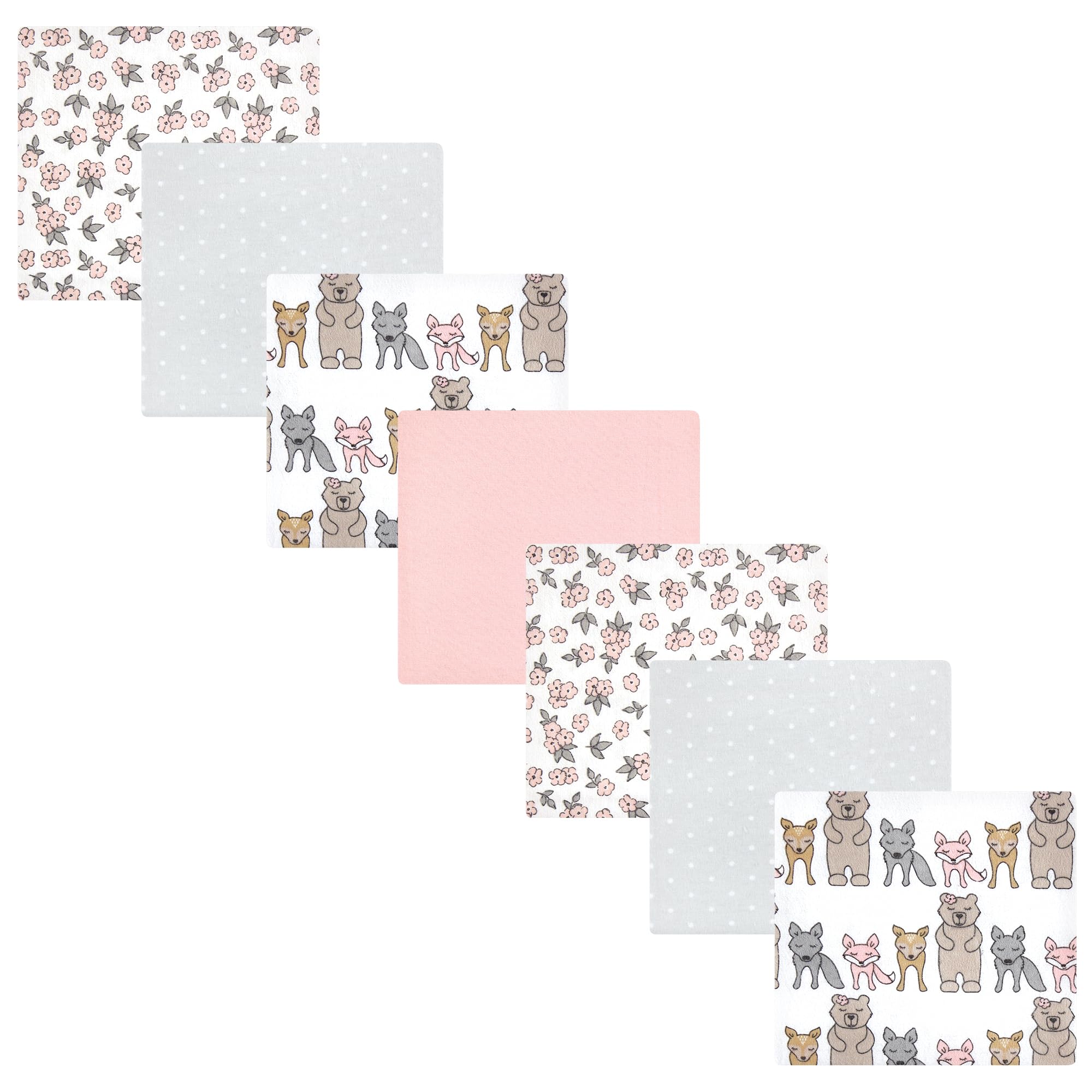 Hudson Baby Unisex Baby Cotton Poly Flannel Receiving Blankets Bundle, Wild Forest Pink, One Size