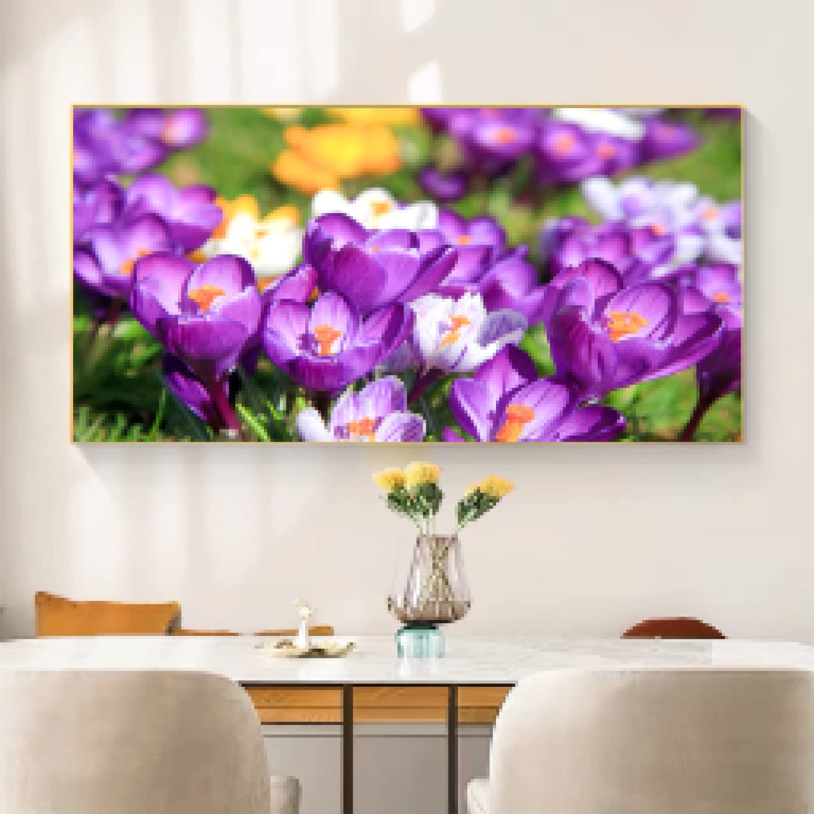 Cuadro de flores para salon comedor que aporta luz a la pared 7