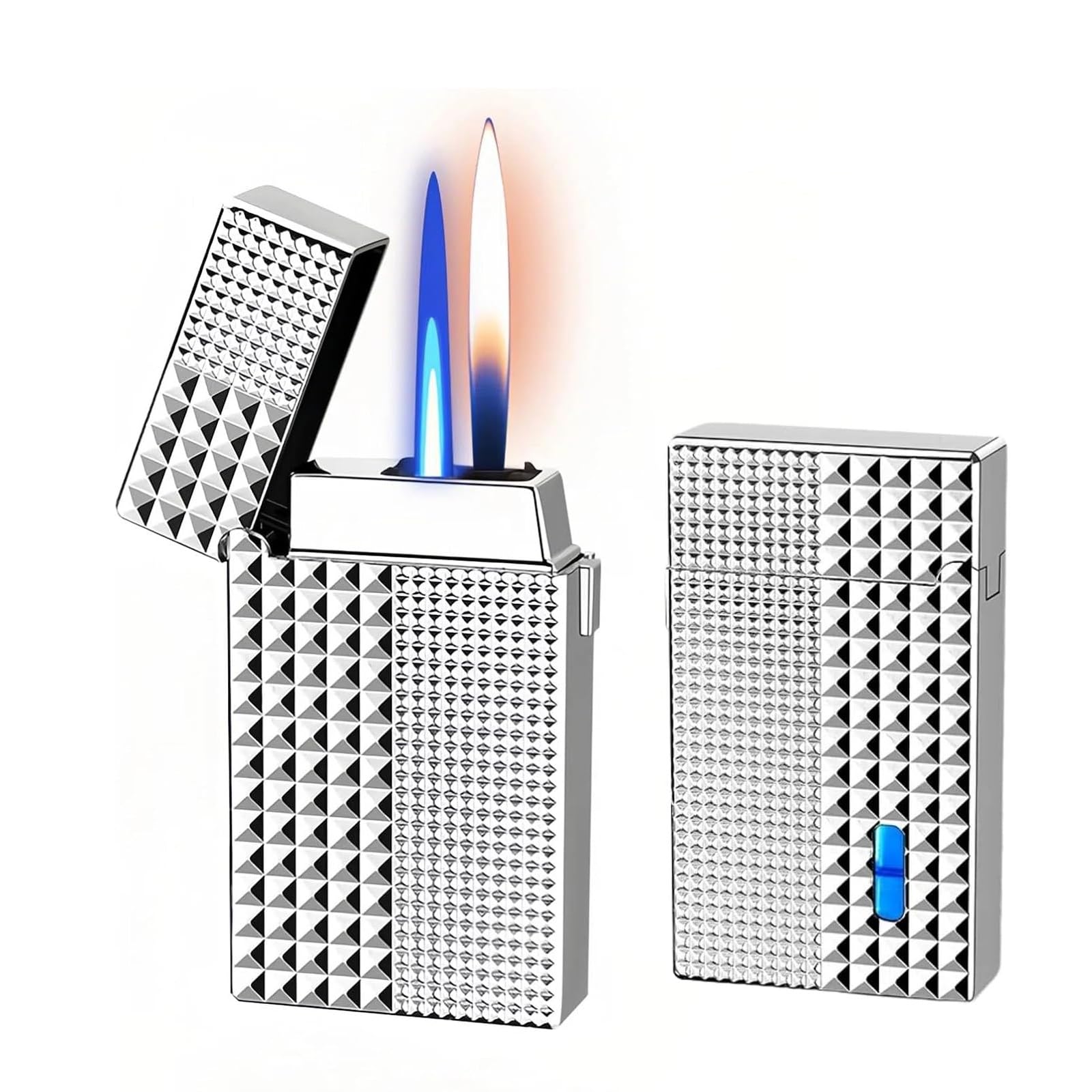 Briquet double flamme puissant doté de 4 modes d'allumage pour intérieur et extérieur