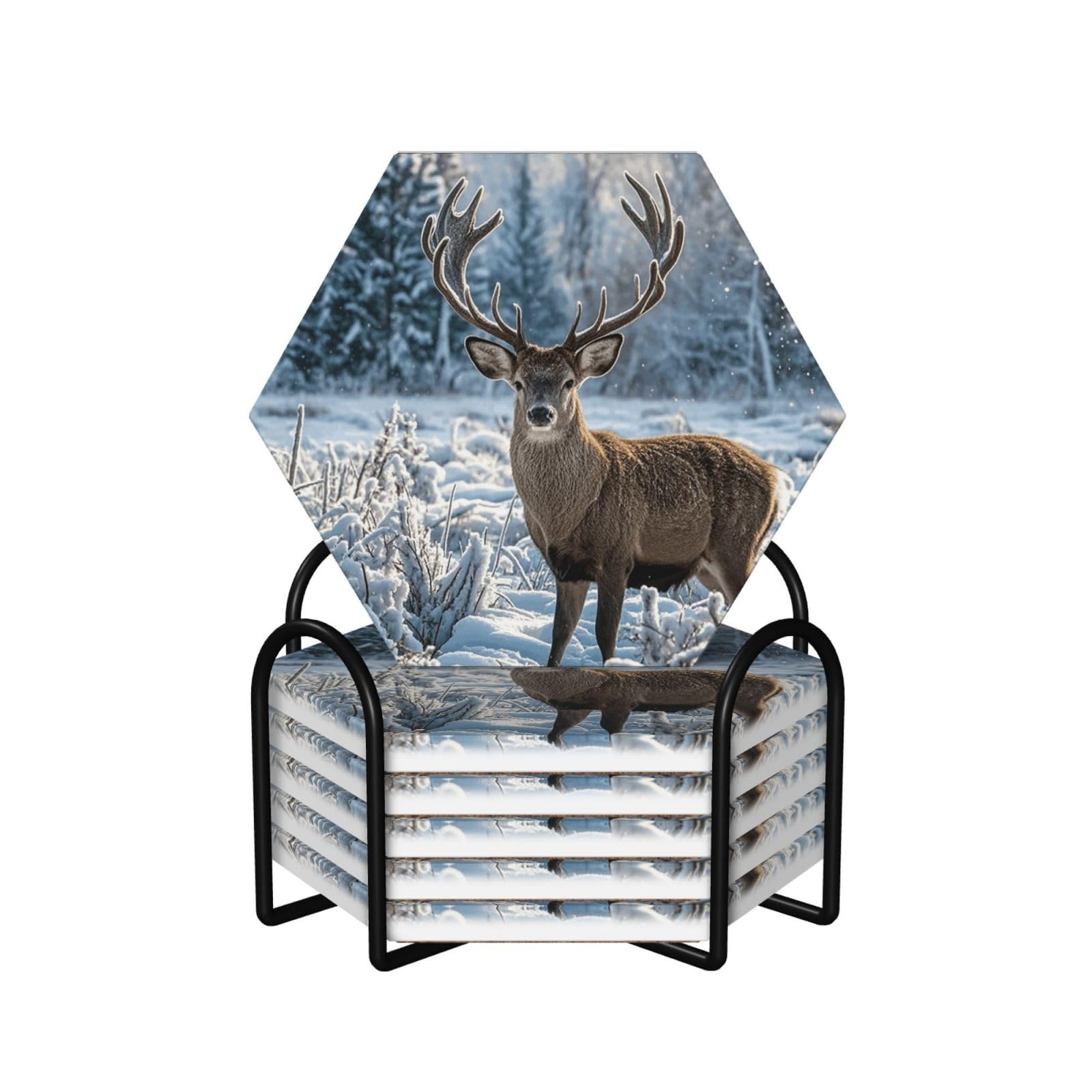 Dessous de verre absorbants en céramique cerf idée cadeau déco