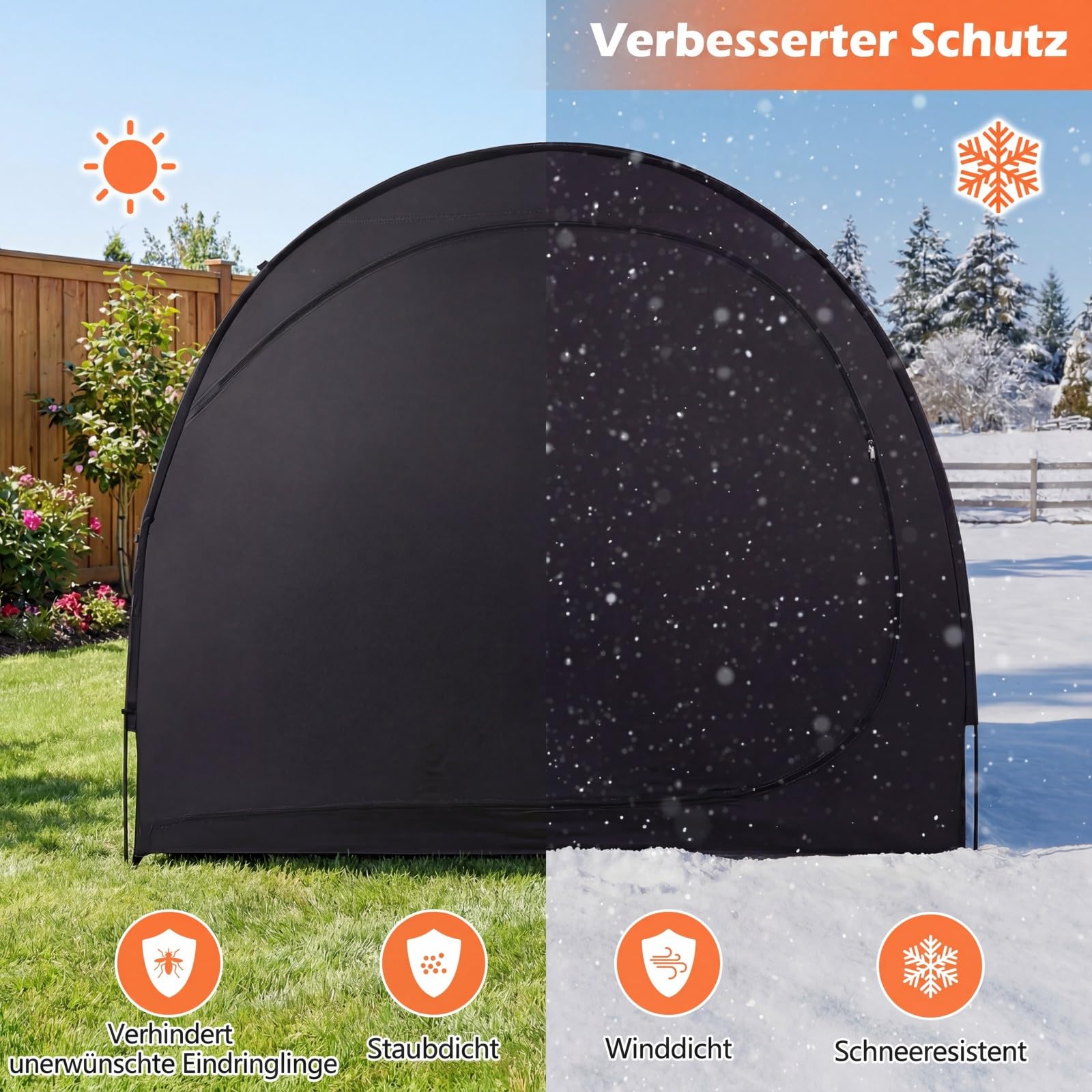 COSTWAY Garaż rowerowy na 2 rowery, namiot rowerowy, odporny na warunki atmosferyczne i wodoszczelny, szopa rowerowa z drzwiami zwijanymi i torbą do przenoszenia, przenośny garaż namiotowy, szopa na