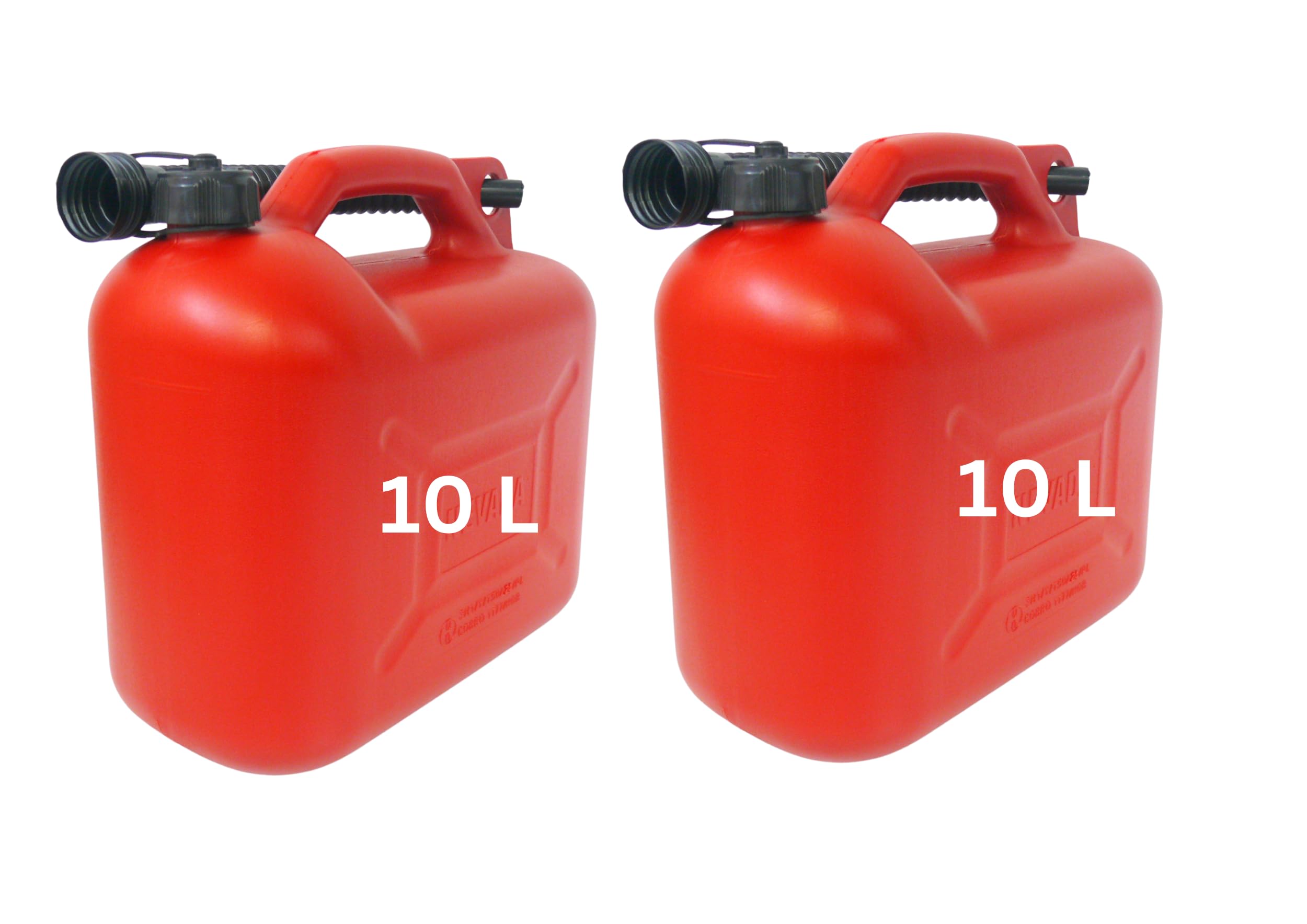 DAHLMANN Benzinkanister 2 Stück 10 Liter Rot mit flexiblem Ausgießer Kraftstoffkanister für Benzin und Diesel Kanister Dieselkanister Reservekanister UN-Zulassung