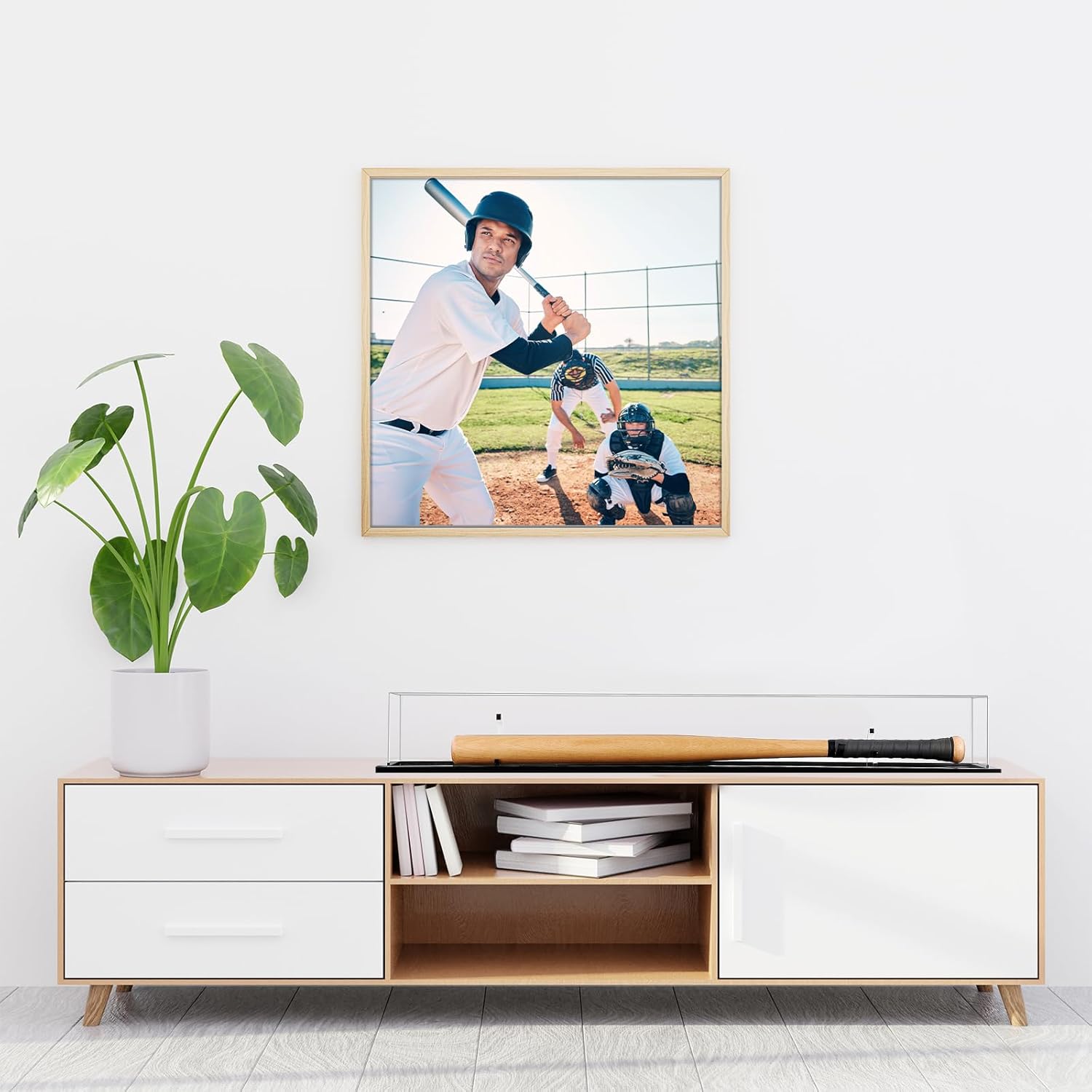 Baseball Bat Display Case Wall Mounted Tabletop Bat Display Case W/98% UV Protection Holder for Sport Collector Memorabilia Birthday Gift(Full Size-Fits ?36 Bats)