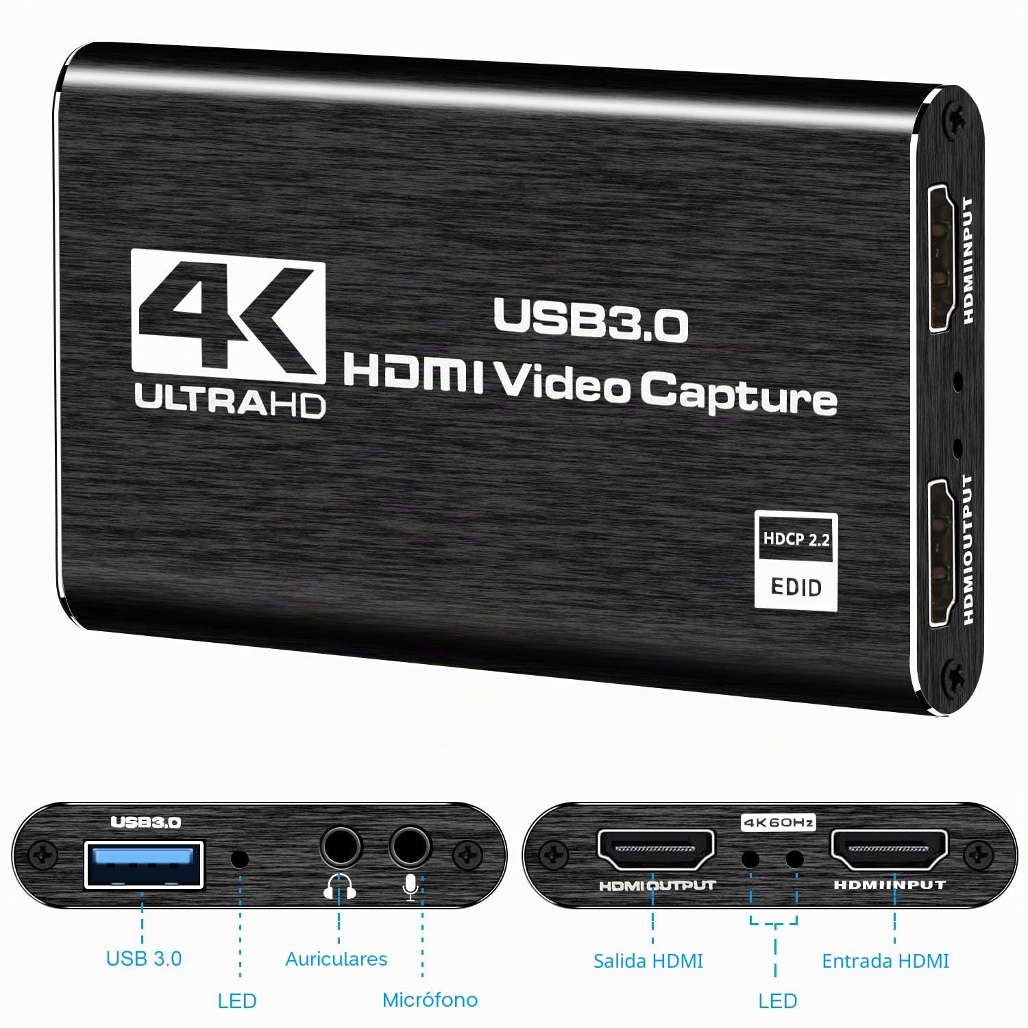 Rybozen Game Capture Tarjeta USB 3.0 Video Card HD 1080P HDMI grabación de vídeo con transmisiones en Directo, Dispositivo de Streaming para Windows Linux OS X System
