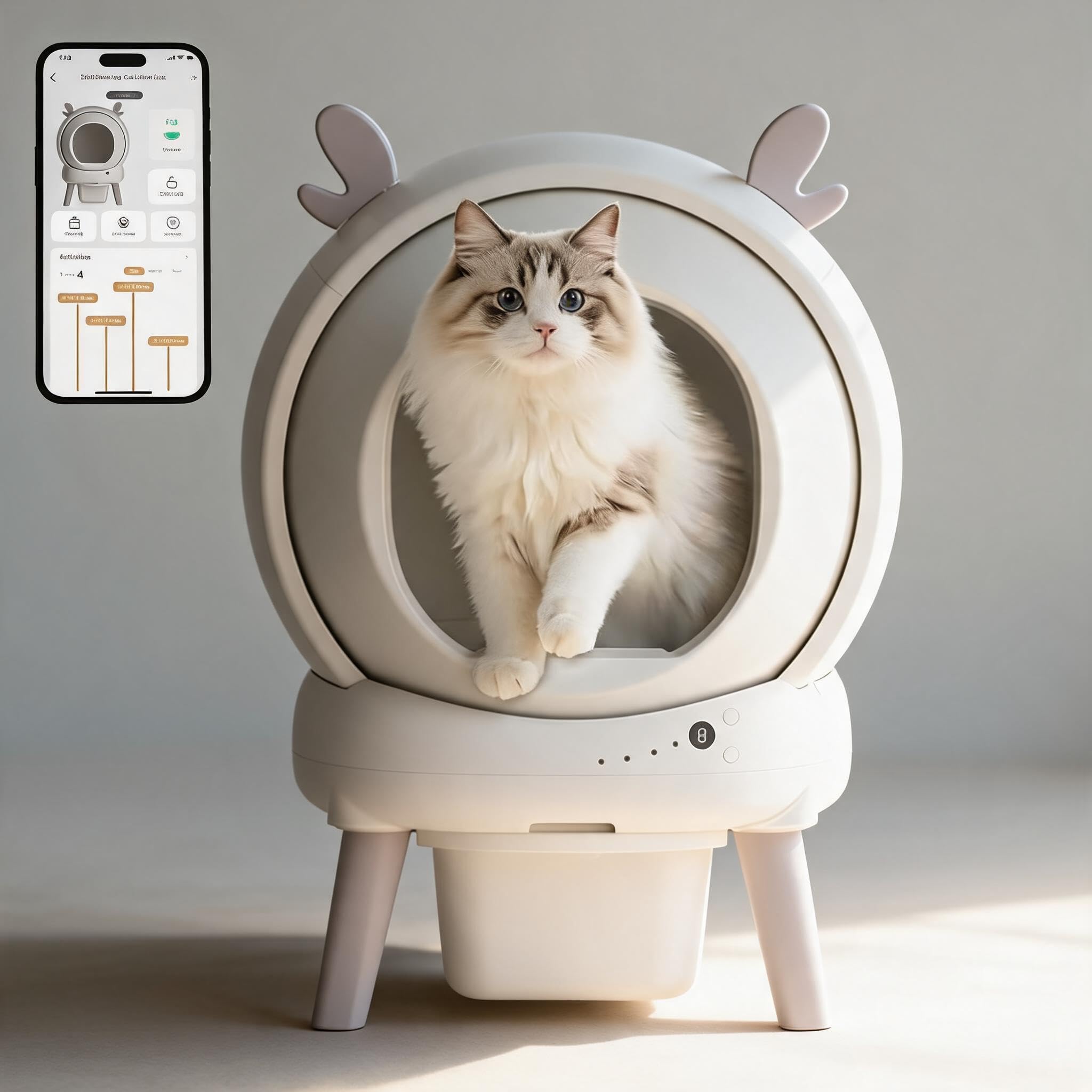 Automatic Self-Cleaning Cat Litter Box 65L Leak-Proof Design Odor Neutralization App Control & Safety SensorsFor Multiple Cats Up to 11kg