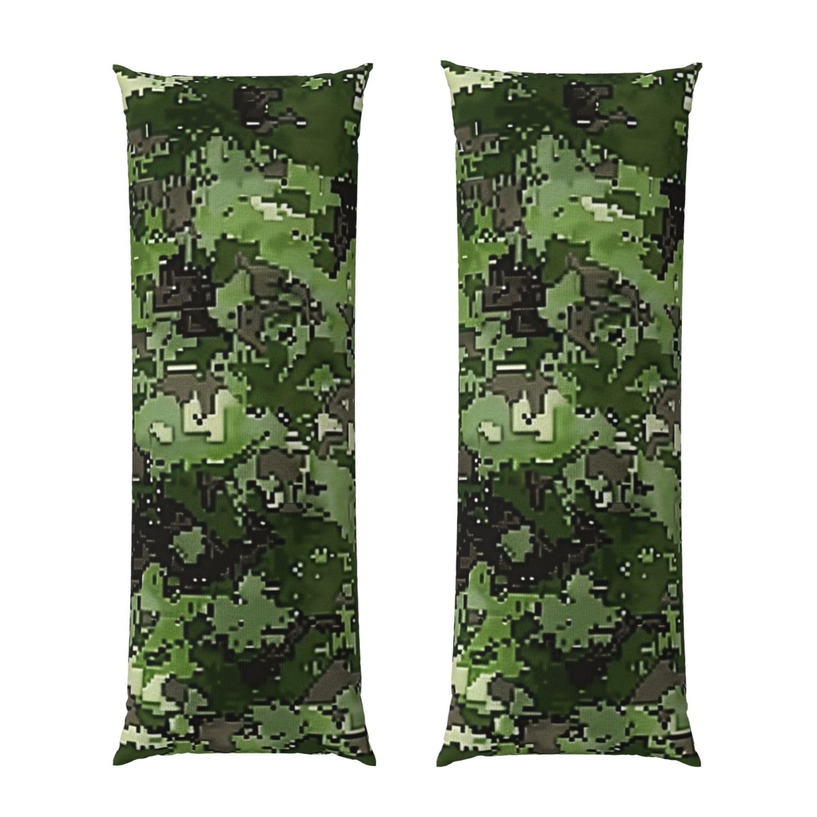 Body Pillow Cover 20x54 Inch, Green Army Digital Camouflage print Print Long Lumbar Pillow Case with Zipper Long Body Pillowcase Decorative for Bed Sofa Bedroom