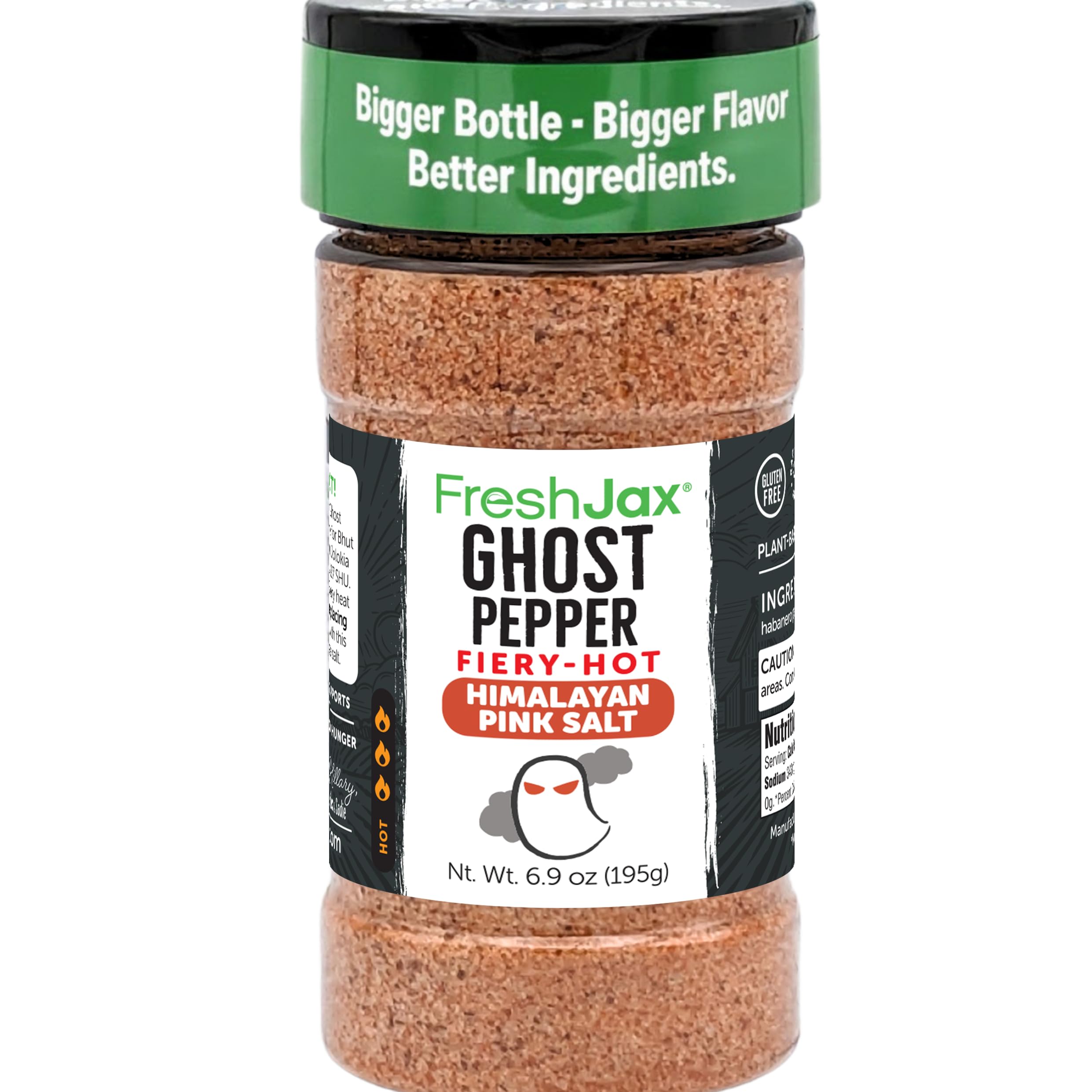 FreshJax Ghost Pepper Fiery Hot Himalayan Salt – 6.9 oz Extreme Spicy Salt for Grilling, Cooking, BBQ, Pizza, Fries & Popcorn – Bold Smokey Table Salt – Non-GMO, Gluten-Free – Made in USA