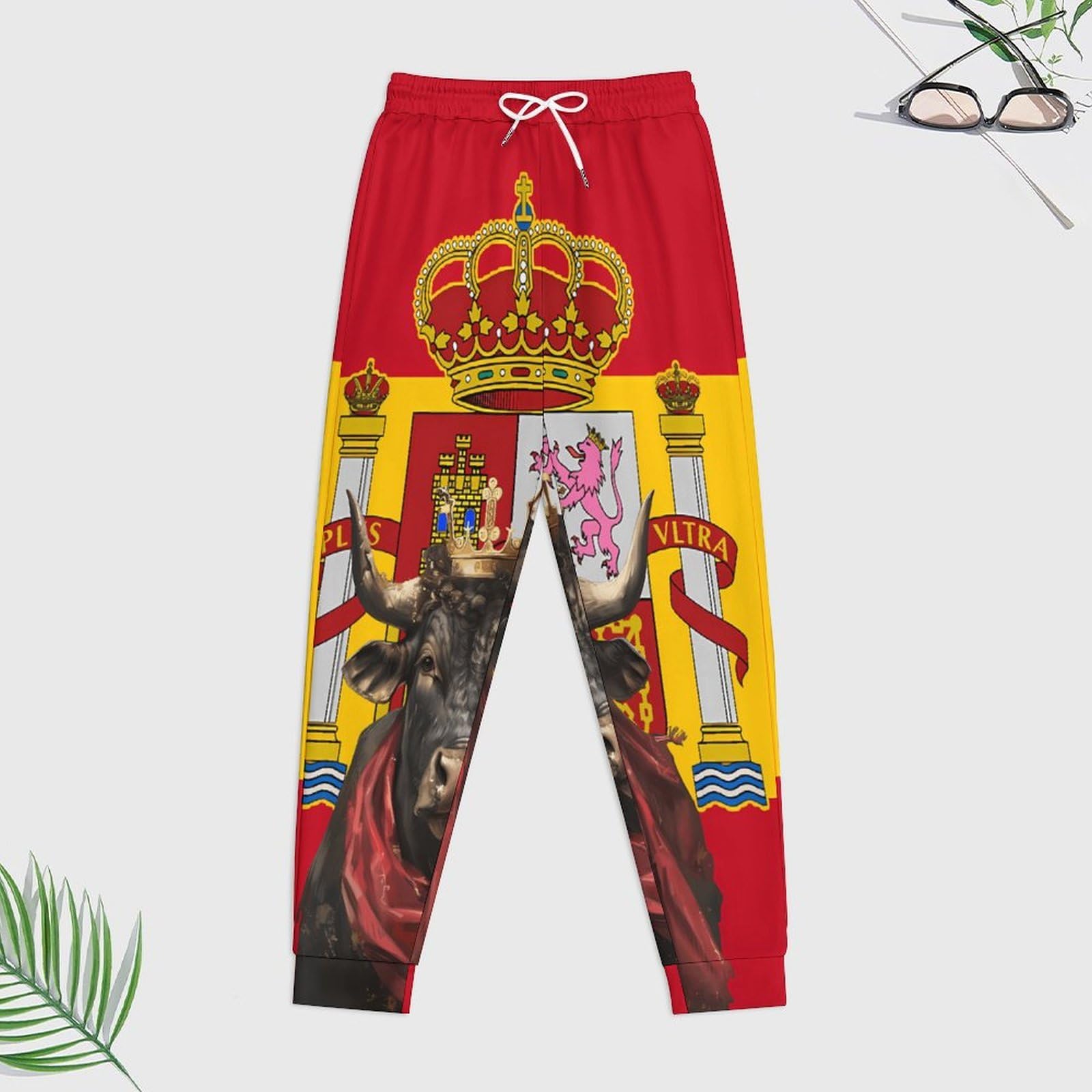 Conjunto de sudadera con capucha para hombre, diseño de toro de la bandera de España, conjunto de 2 piezas, casual, sudadera con capucha