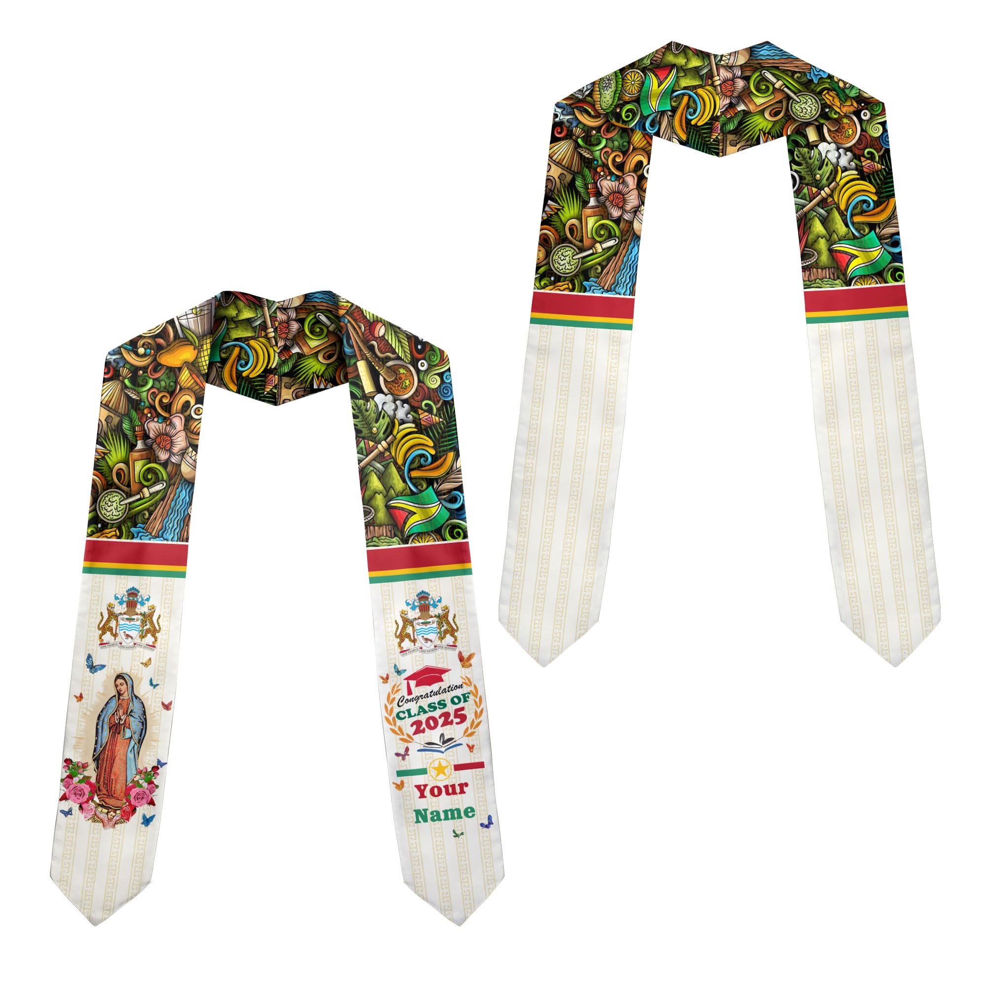 MonkeyVan Custom Guyana Graduation Sash Custom Flag Graduation Stole Guyana Flag Graduation Sash Guyana Stole Graduation 2025 Gya6