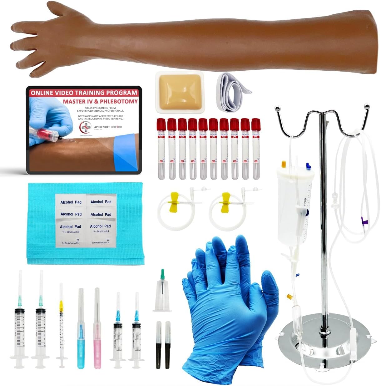 Phlebotomy Practice Kit for Nurses, Phlebotomists, & Medical Professionals - Practice & Perfect Venipuncture & IV Skills Before Working On Real People. Phlebotomy Gifts. The Apprentice Doctor