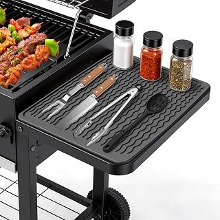 Blackstone Griddle Tool Mat 2 Pack, BBQ Accessories Rest Pad for Black Stone, Weber, Traeger Grill Side Shelf, Silicone Heat Resistant Mat, Outdoor Kitchen Counter, Gifts for Men (Black)