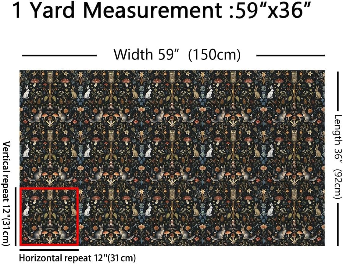 Loussiesd Wild Botanical Waterproof Outdoor Fabric for Chairs Animals Fabric by The Yard Decor Mushroom Upholstery for Chairs Microfiber Floral Reupholstery Decor 1 Yard (L92*W150cm) - Image 2