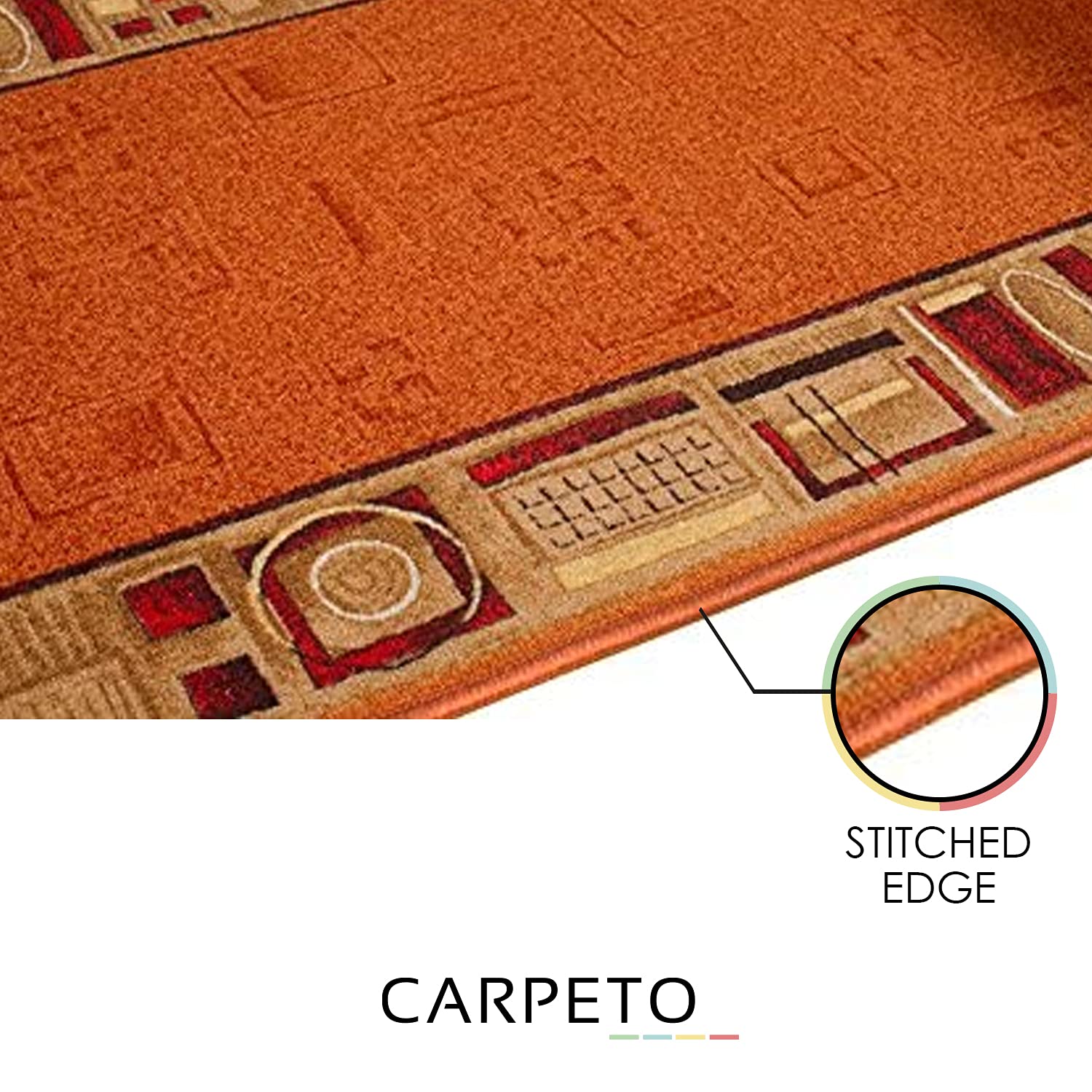 Carpeto Rugs Tappeto Cucina Antiscivolo Lavabile Moderno a Pelo Corto - Tappeto per Cucina Moderni - Tappeto Corridoio - Tappeto Passatoia Cucina - Arancione Beige - 67 x 525 cm