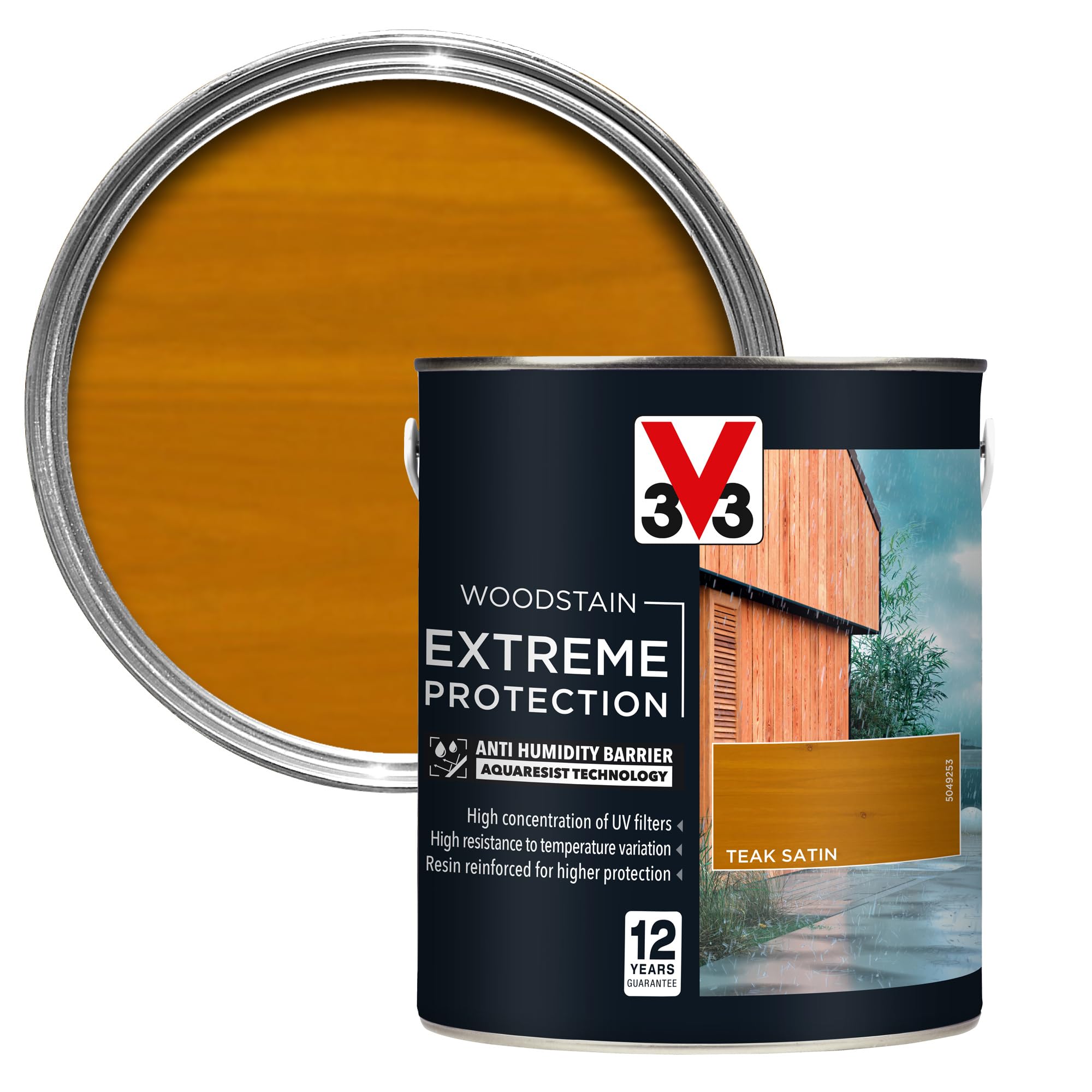 V33 Extreme Protection Woodstain 2.5L Teak Brown - 12 Year Guarantee - Weather Resistant