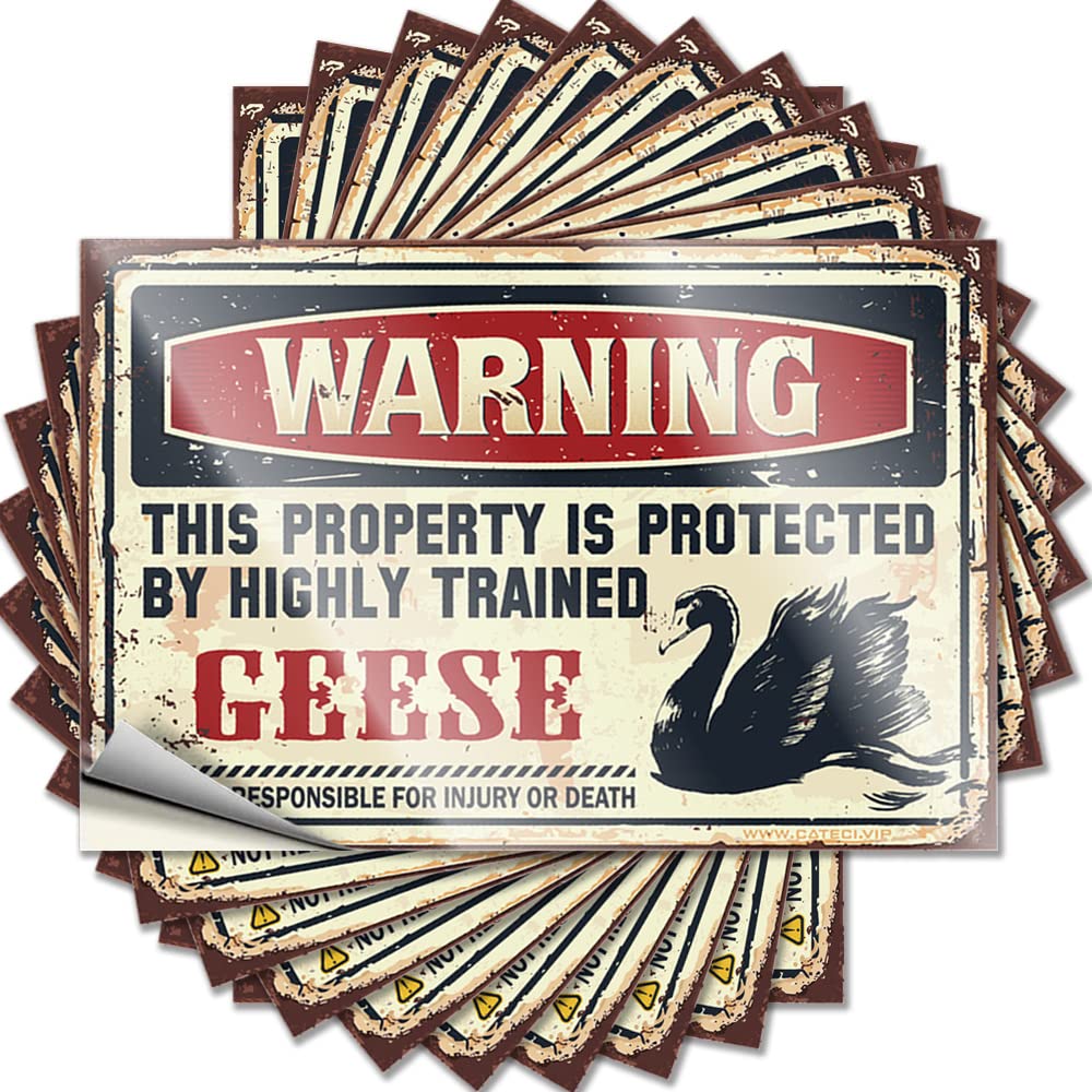 Mechanic Stickers Warning This Property is Protected By A Highly Trained Geese Funny Sticker 10 Pcs Car Stickers and Decals Car Warning Sticker(12X18CM)