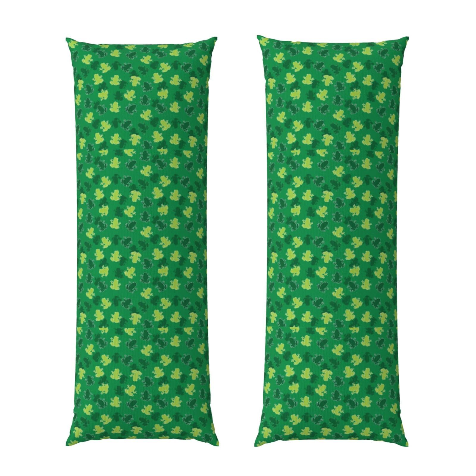 Body Pillow Cover 20x54, Animal Frogs Green, Soft Microfiber Long Pillowcase with Zipper Closure, Breathable Protector for Bedroom Sofa Couch Sleeping