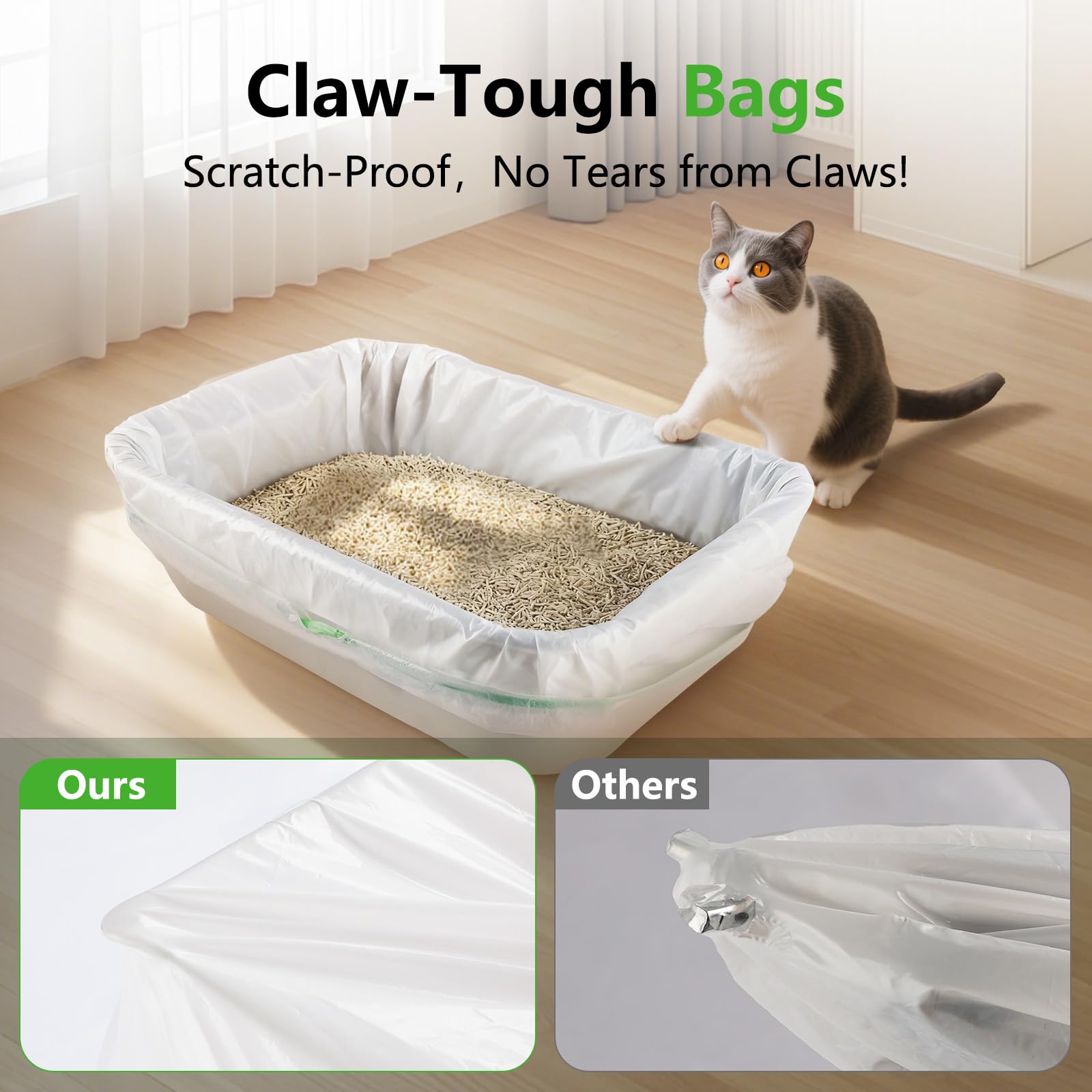 40 bolsas de arena para gatos, 36 x 16 pulgadas, grandes, extra duraderas, resistentes, con cordón para bandeja de arena para mascotas y gatos (sin perfume)