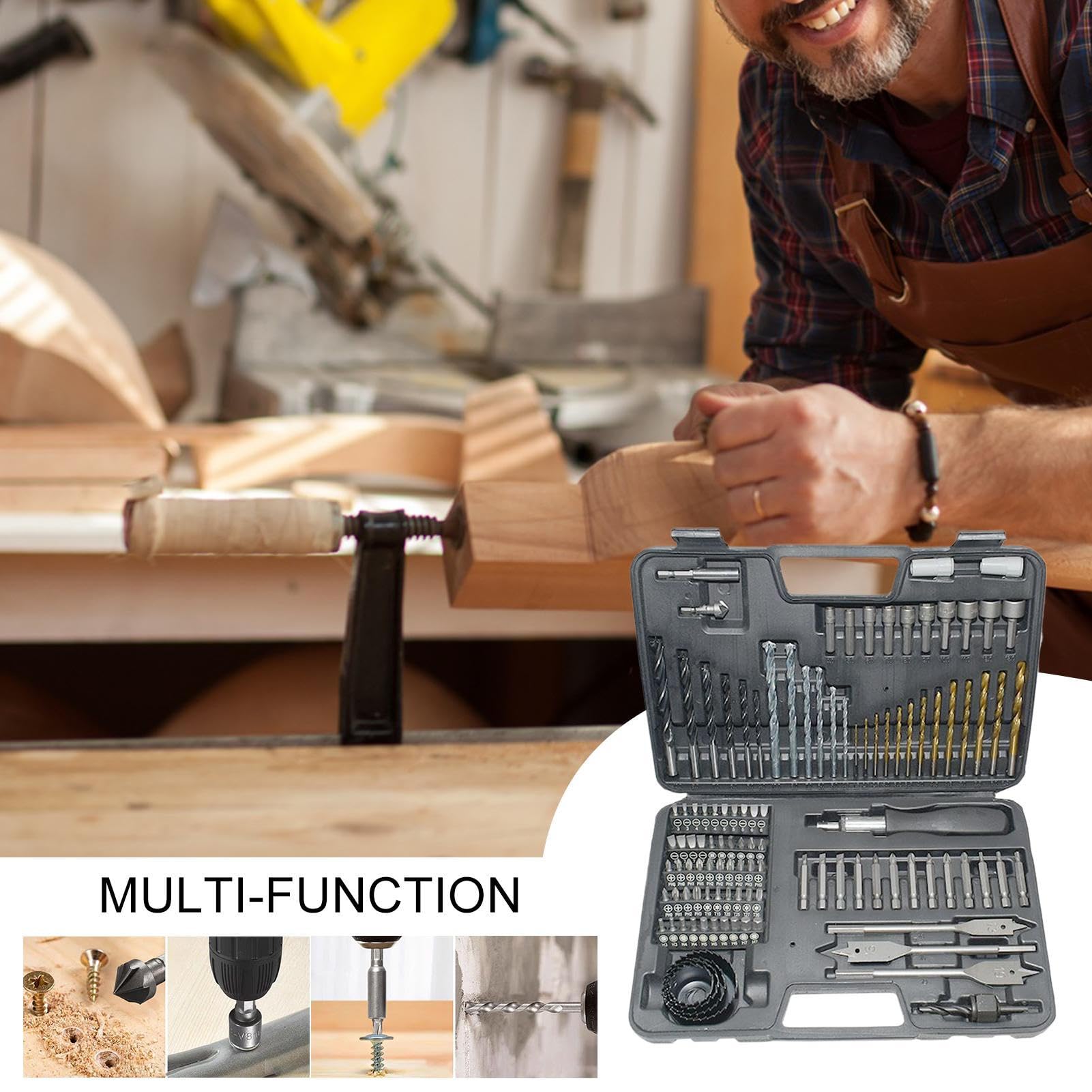 Set di Punte da Trapano in Metallo per Acciaio Kit Utensili Multifunzionale | Kit Punte Trapano per Calcestruzzo Per Falegnameria Lavorazione Metalli Bricolage Costruzione Montaggio