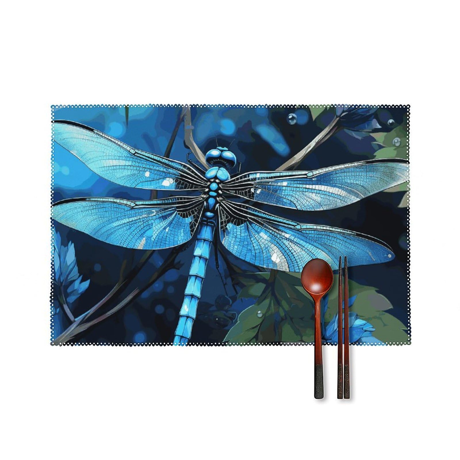 Set de table libellule bleue pour sublimer vos repas de jardin en famille