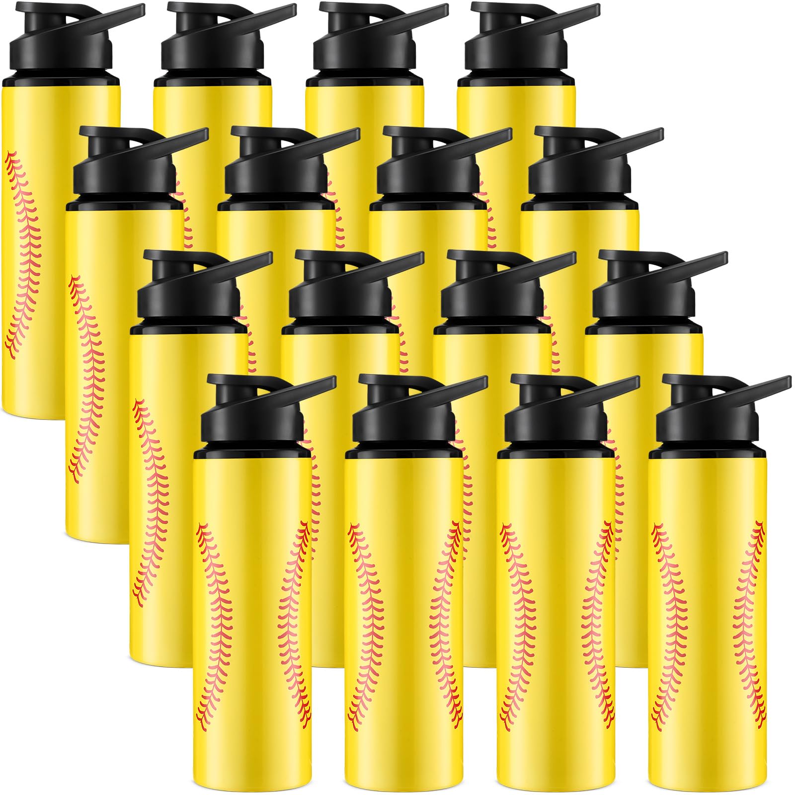 Mifoci 16 Pcs 25 oz Softball Water Bottles Bulk Aluminum Softball Cup Gifts with Snap Lid Leak Proof for Team Gifts