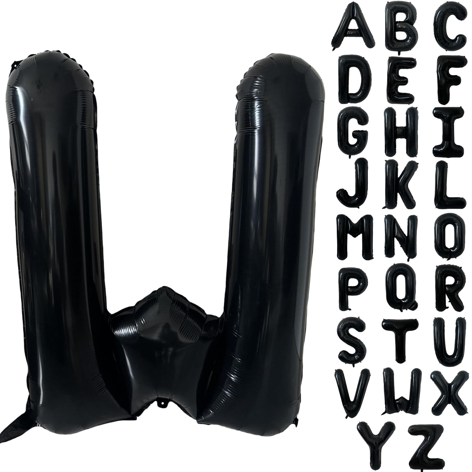 Black Alphabet Balloon Large Mylar Foil Helium Letter Balloons 40 Inch Black Balloons Alphabet Letters for Birthday Bridal Shower Anniversary Decorations (Letter W) — image 1