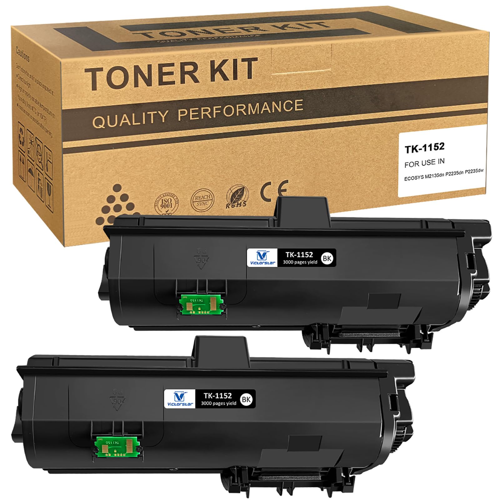 VICTORSTAR TK1152 TK-1152 1T02RV0US0 Compatible Toner Cartridges 3000 Pages 2 Blacks for Kyocera ECOSYS M2135 M2135dn M2635 M2635dn M2635dw M2735
