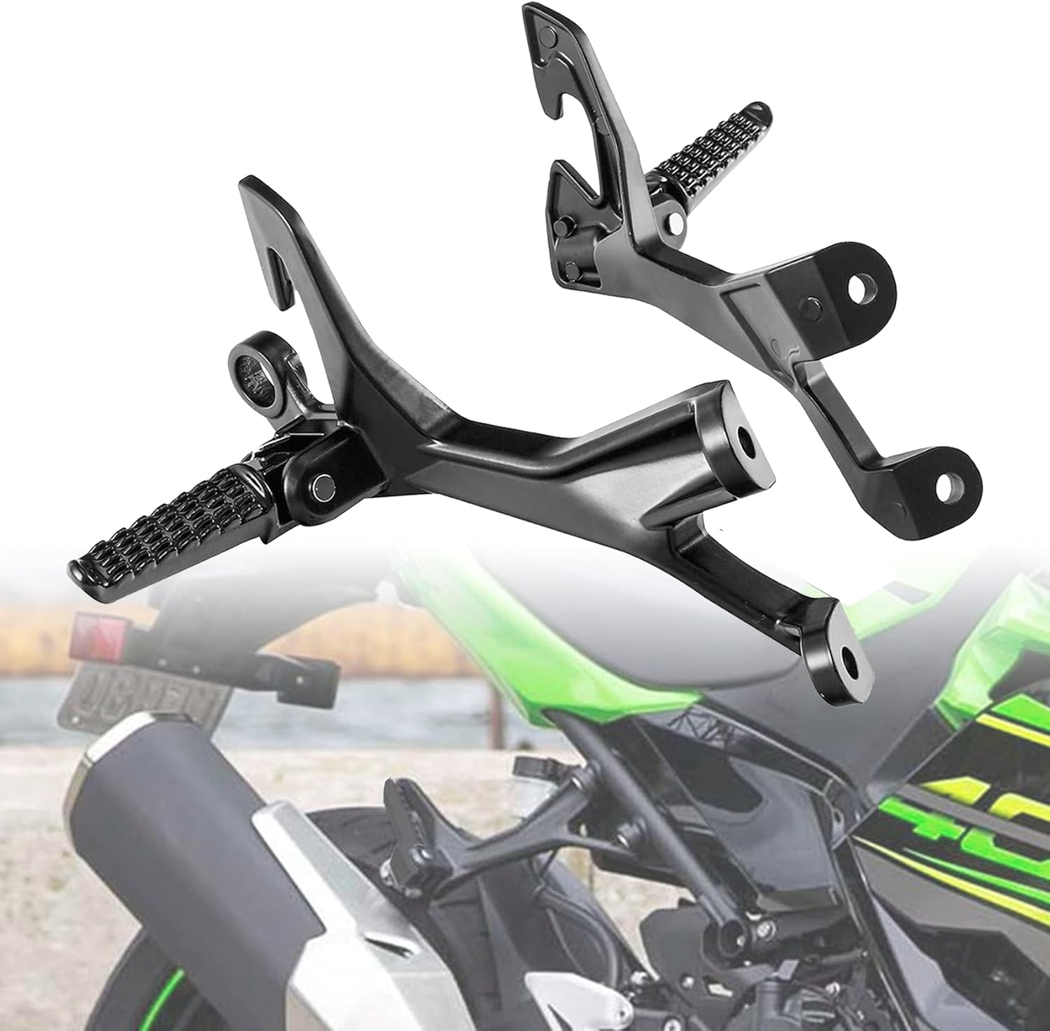 Motorcycle Rear Passenger Footrests Foot Pegs Bracket Fits for Kawasaki Ninja 400 2018-2024, NINJA 500 2024