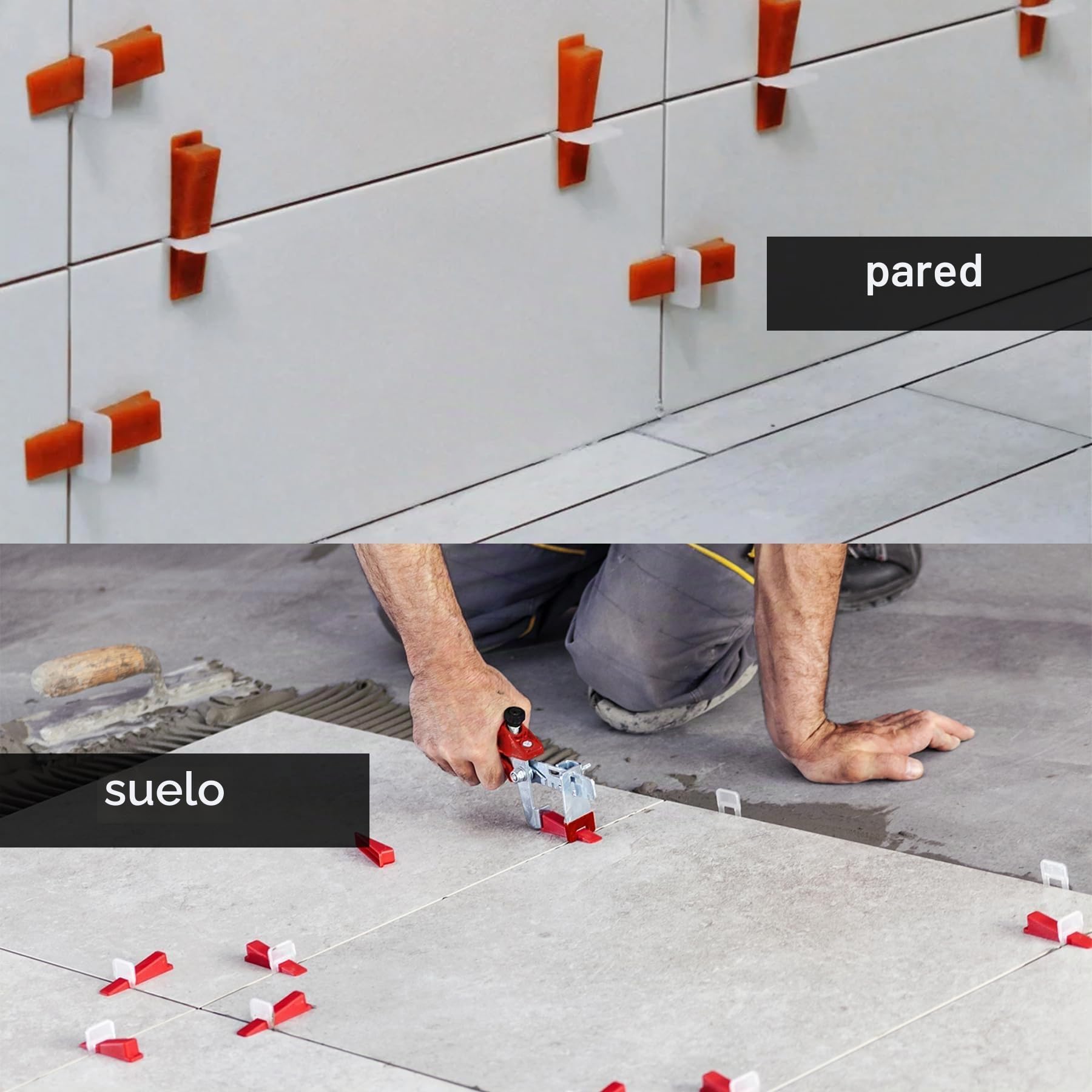 1000 sistemas de nivelación de azulejos, 4 mm, herramienta para azulejos, accesorios para colocación de baldosas, lengüetas para azulejos autoadhesivos, espaciadores, cuñas de azulejos, sistema de