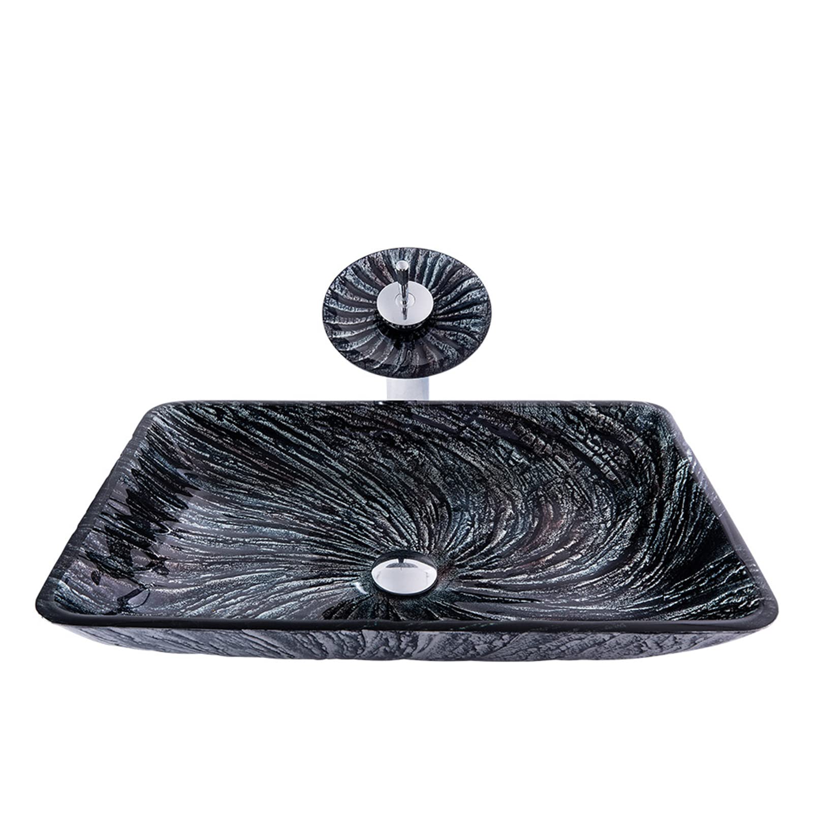Lavabo en verre trempé cyan texturé pour meuble de salle de bain moderne