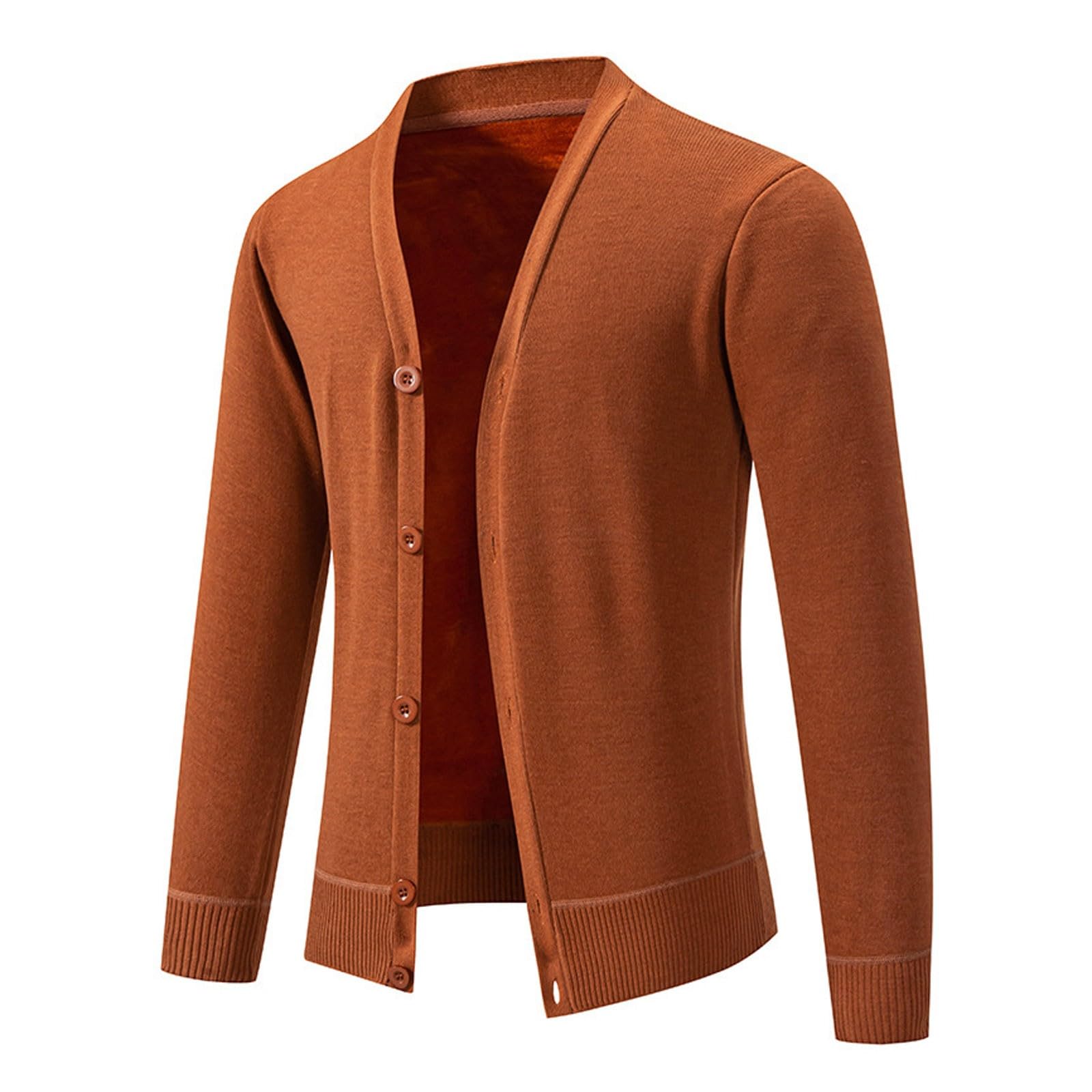 Cárdigan de invierno para hombre con cuello en V y forro polar 6