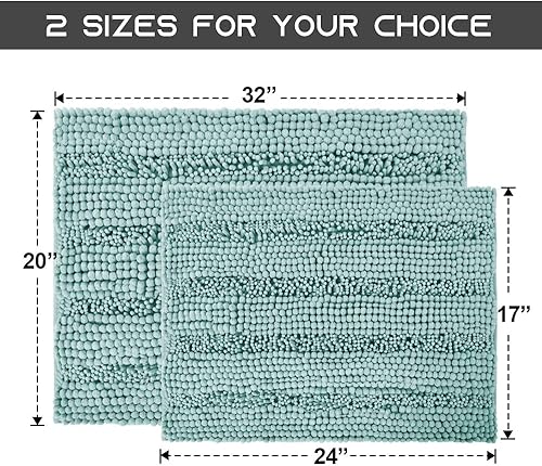 Vista 2 de NICETOWN Tapetes de baño antideslizantes (verde cáscara, 20 x 32 + 17 x 24 pulgadas)