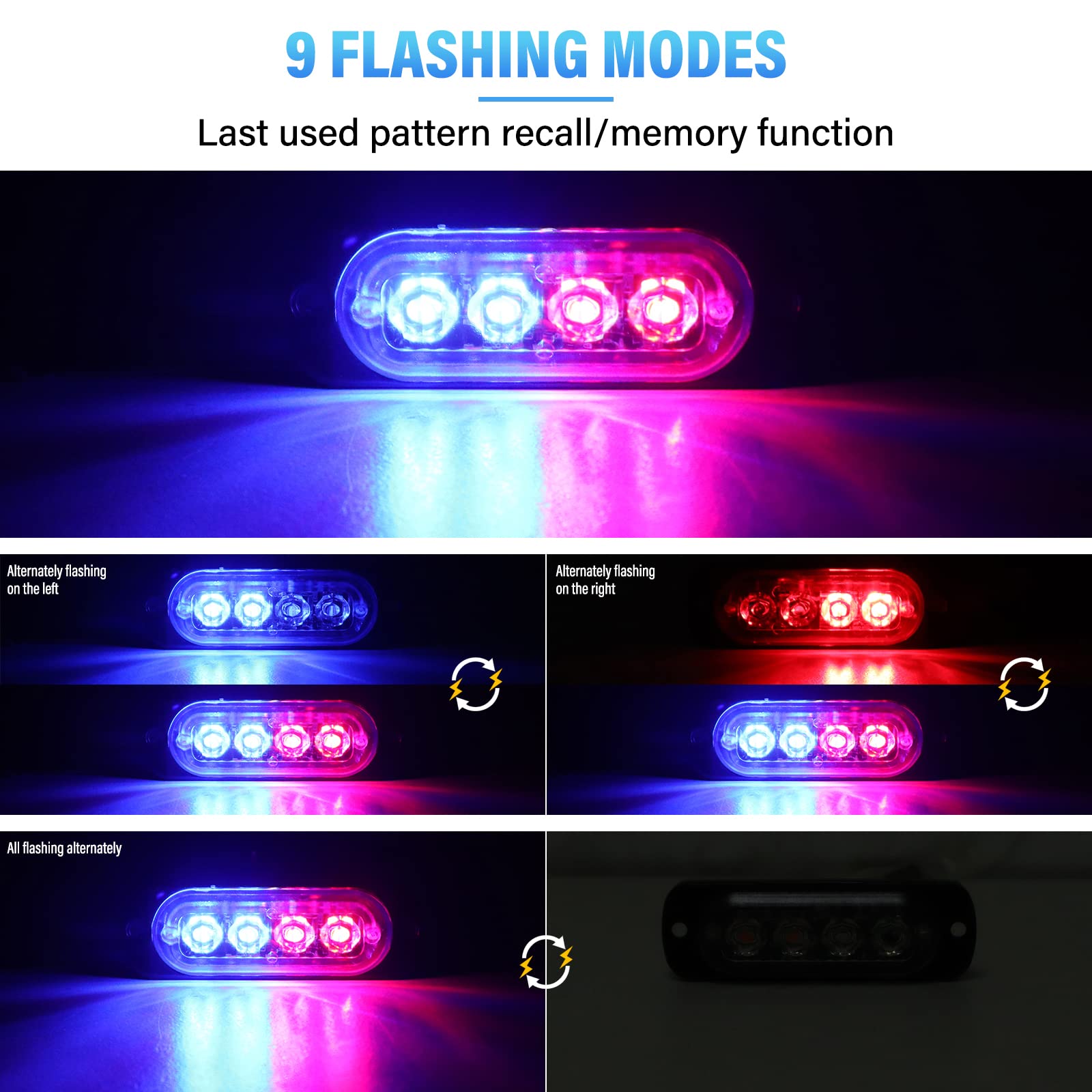 RIGIDON 2 stuks 3,3 inch 4 LED-veiligheidsnoodknipperlichten, 12V 24V amber strobe waarschuwingslampje, pechbaken led-lichtbalk voor auto off-road vrachtwagen SUV ATV UTE 4x4 boot, mistlampen