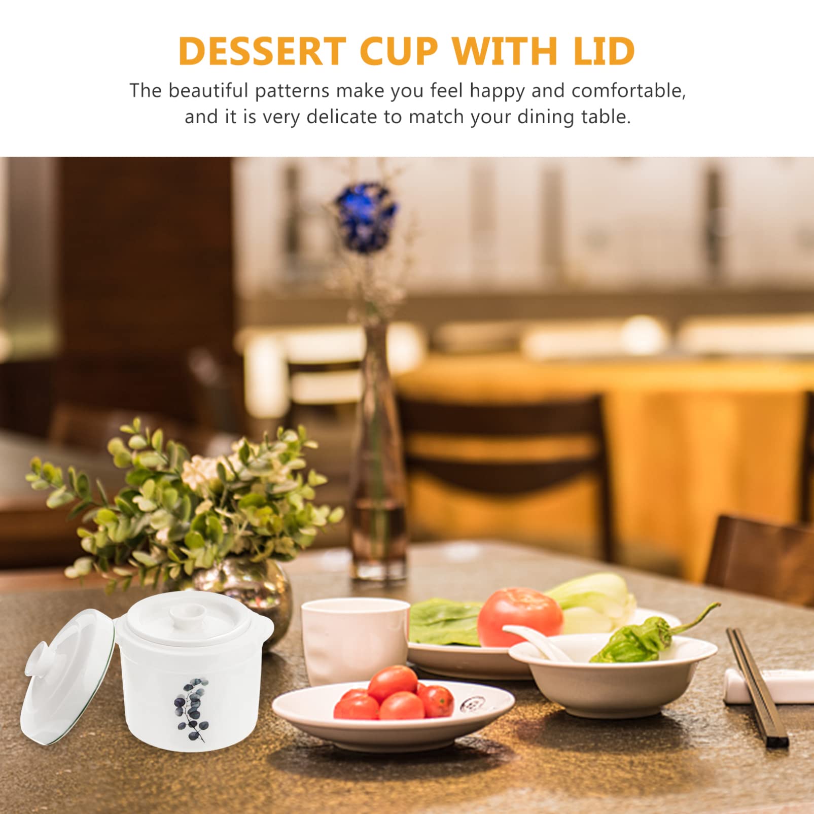 Zerodeko Ensemble d'ustensiles de cuisine en céramique avec couvercle, petit bol à soupe à vapeur, tasse à vapeur pour la maison, la cuisine, la crème aux œufs, bol à apéritif (13,50 x 13 x 13 cm)