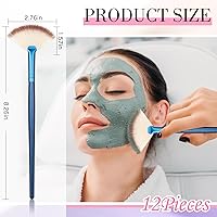 Vista 2 de 12 piezas de cepillo facial suave para colorete, cepillo de maquillaje, aplicador de ácido, herramientas cosméticas multiuso para máscara de Azul