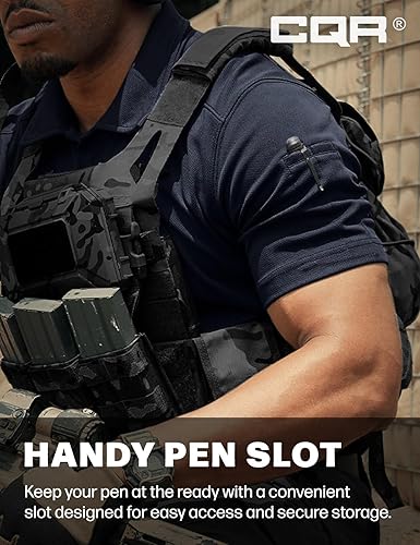 Miniatura 5 de CQR Camisas polo para hombre, camisas de rendimiento tácticas de manga corta para golf, ligeras, Dry Fit, UPF 50+ piqué