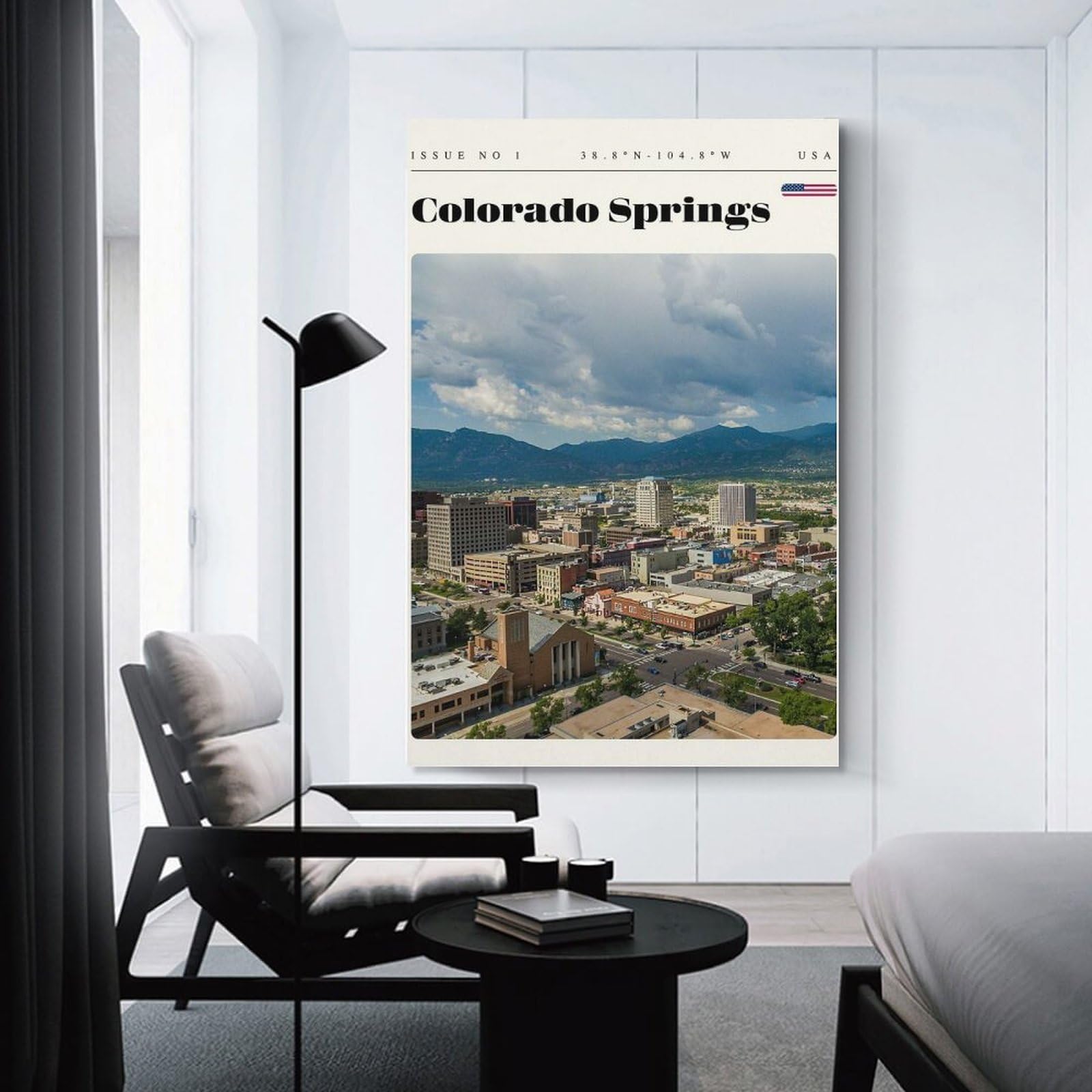 Junmoney Colorado Springs Aerial View Travel Art Canvas Art Print, 20x30inch(50x75cm), for Small Homes, Bedrooms Or Open Spaces, Wall Decor with Flexible Room Appeal