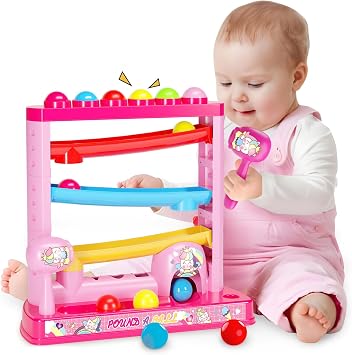 OCHIDO Montessori Toys for 3+ Years Old Kids Girls, Pound A Ball Toys Included 2 Hammer & 12 Balls,Gifts for Girl Age 3+, Interactive Toy for Early Learning Educational Gifts for Girl