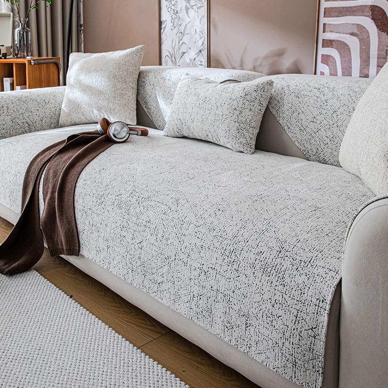 Housse de canapé en chenille de luxe grise protège votre grand canapé 110x240cm