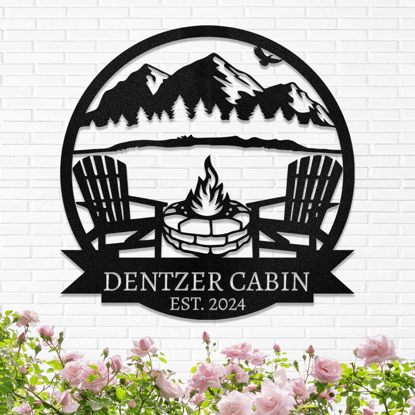 Personalized Camping Sign | Customized Mountain Themed Decor | Family Name Wall Art | Custom Outdoor Metal Campfire Sign